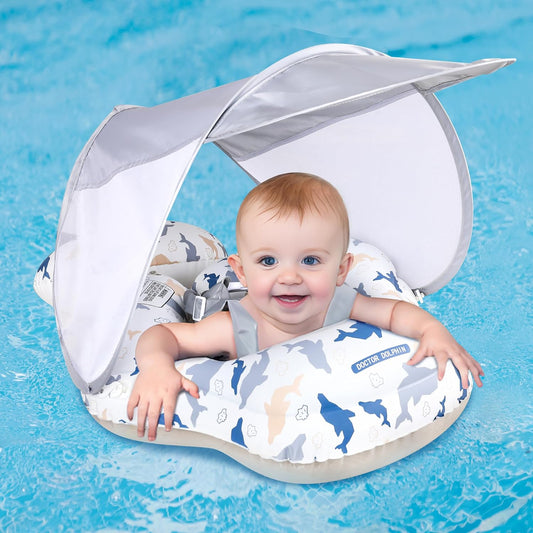 (NET) Inflatable Baby Swimming Float with Sun Canopy 69 cm