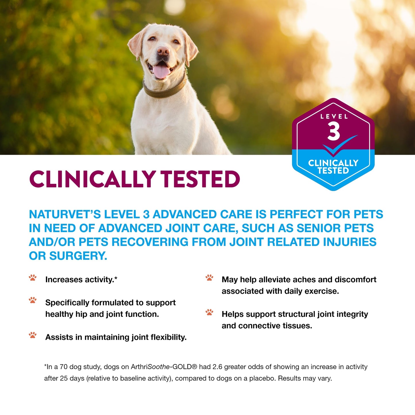 NaturVet – ArthriSoothe-GOLD – Level 3 Advanced Joint Care | Clinically Tested to Support Connective Tissue, Cartilage Health & Joint Movement | Enhanced with Glucosamine, MSM, Chondroitin & Green Lipped Mussel | For Dogs & Cats | 120 Chewable Tablets