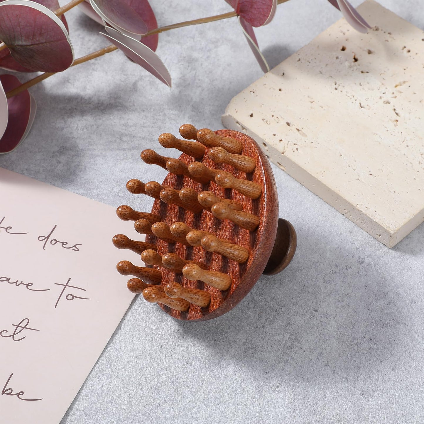 Xelsluthe Wooden Scalp Massager Comb Head Massage Brush, Manual Hair Scrubber Scalp Massager Tool, Gua Sha Brushes Handheld Body Massage Tool for Woman Men Wet Dry Hair Brush Scalps Care - Medaid International