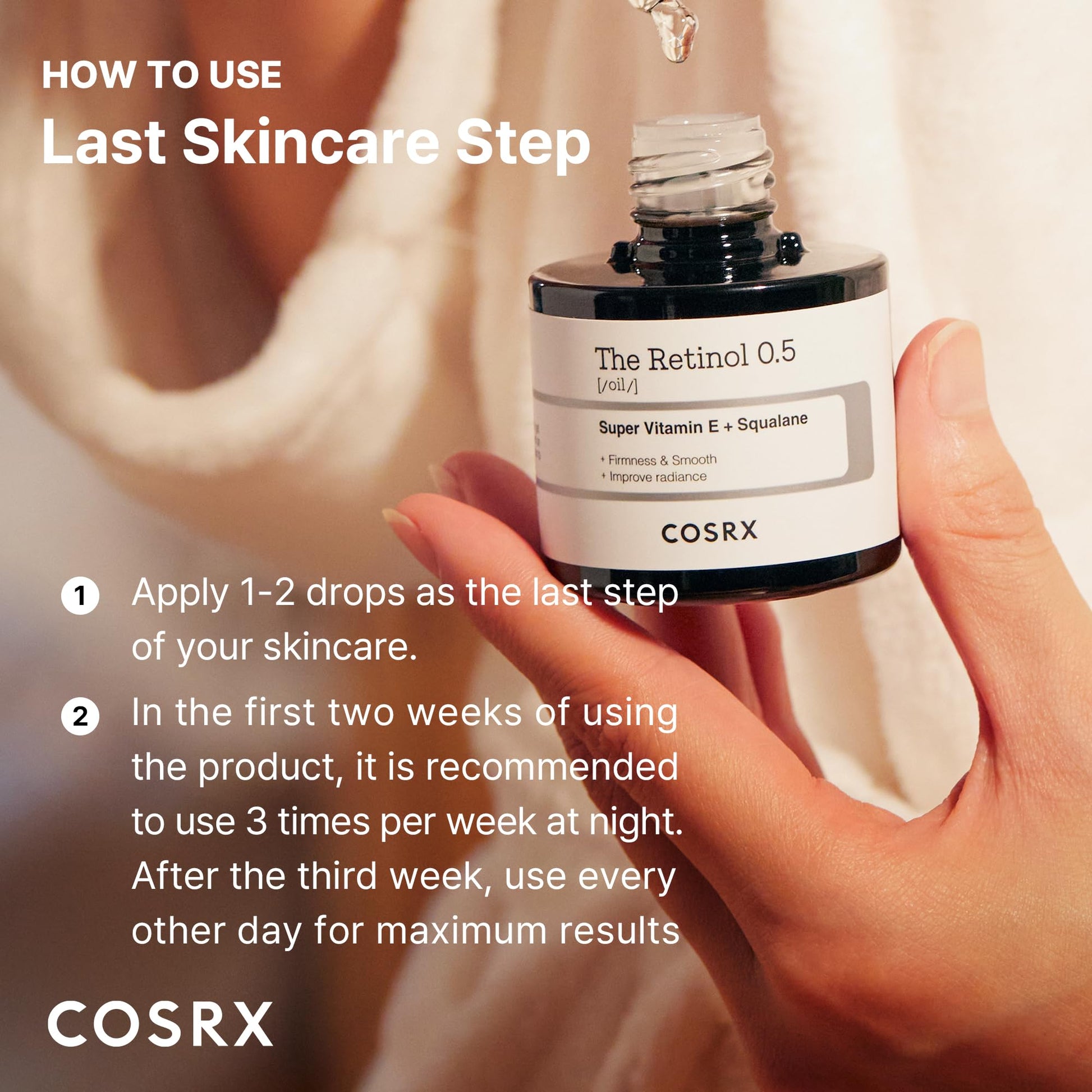 COSRX Retinol 0.5 Oil, Anti-aging Serum with 0.5% Retinoid Treatment for Face, Reduce Wrinkles, Fine Lines, & Signs of Aging, Gentle Skincare for Day & Night, Not Tested on Animals, Korean Skincare - Medaid International