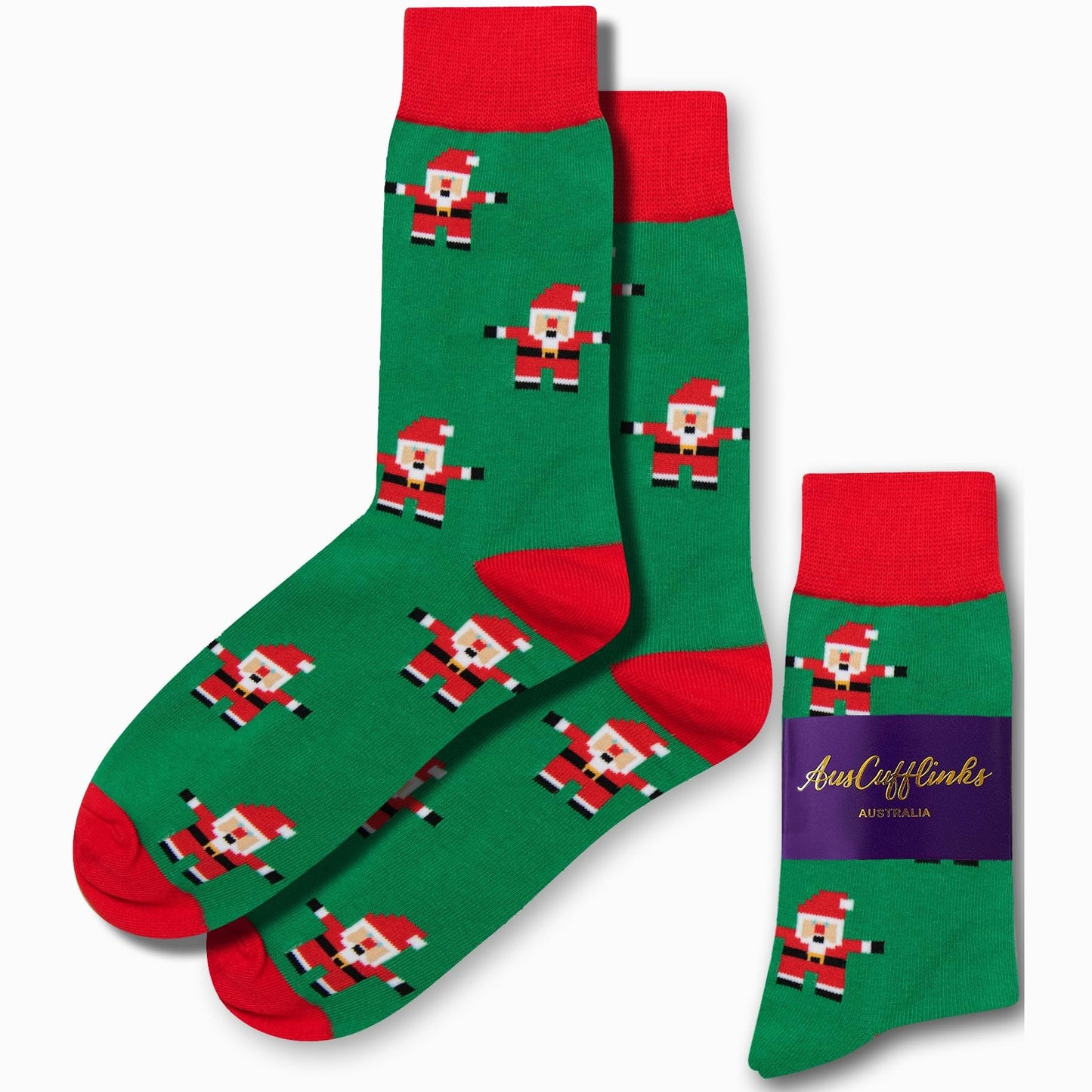 AUSCUFFLINKS Santa Christmas Socks For Him | Santa Claus Fun Socks Gift for Men | Happy Gift Socks Xmas Present for Dad | Socks for Mum (Santa) - Medaid International