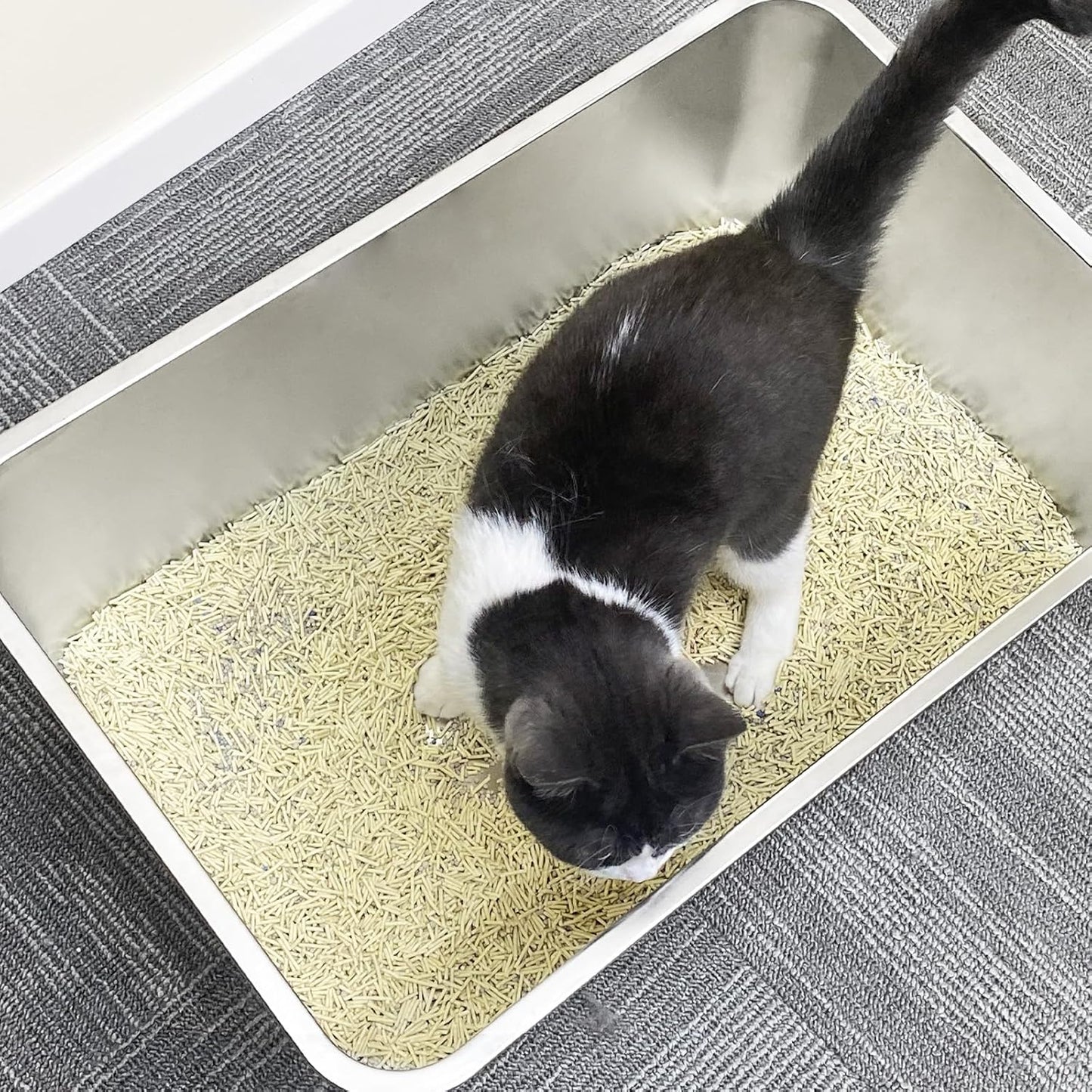 Semi Enclosed Stainless Steel Litter Box