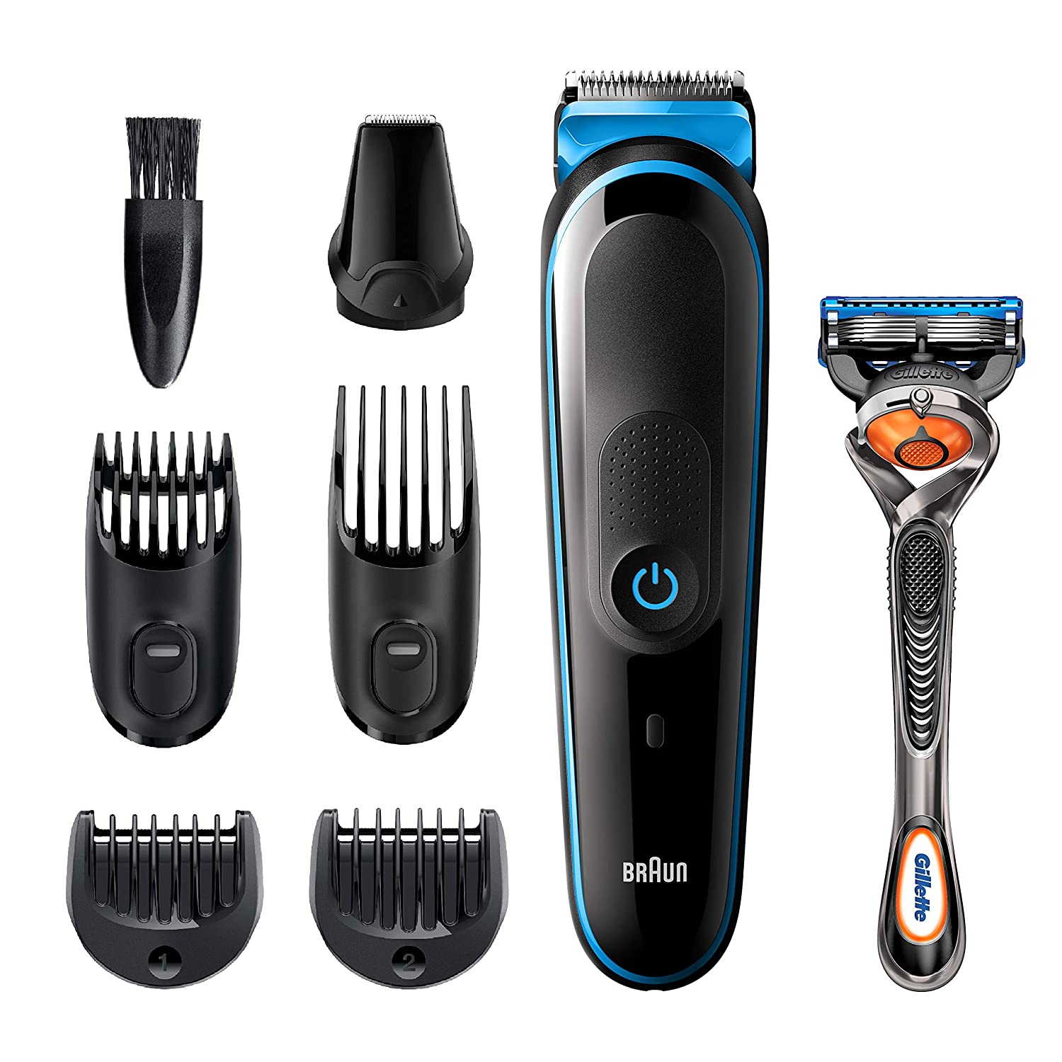 Braun All-in-One trimmer 5 for Face, Hair, and Body, Black/Blue, MGK5245