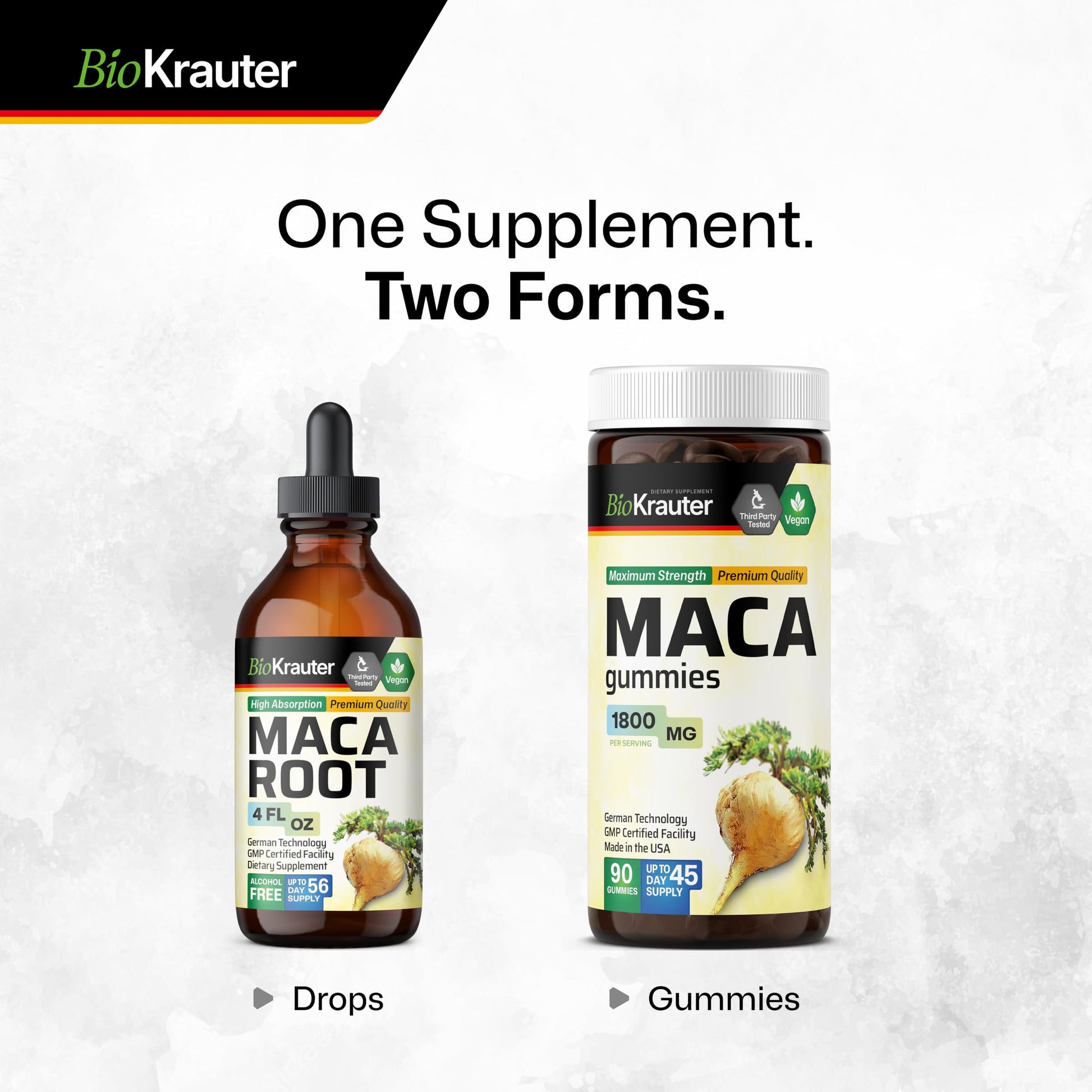 BIO KRAUTER Maca Root Liquid Drops - Maca Extract Tincture - Vegan, Sugar & Alcohol Free Extract 4 Fl.Oz. - Medaid International