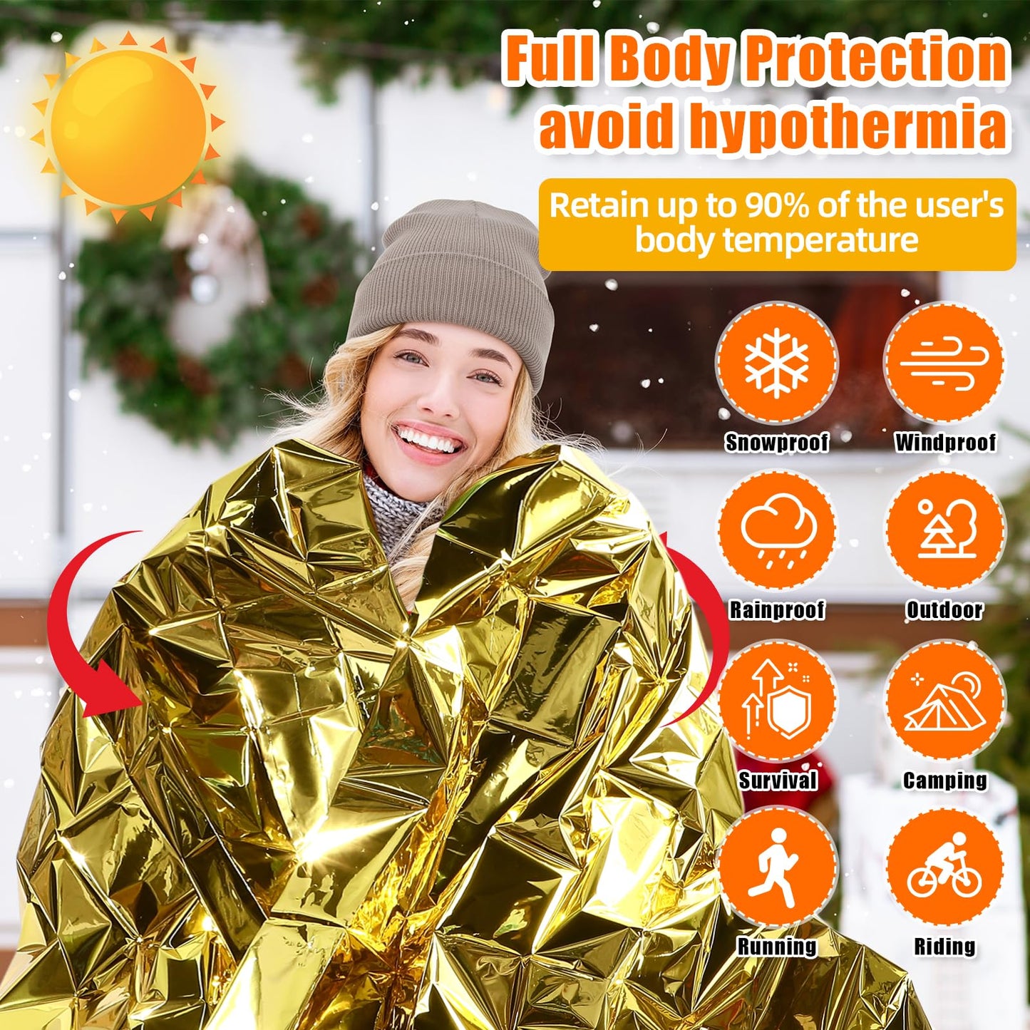 Shyyween 120 Pcs Emergency Blanket Beanie Hat Bulk Homeless Package Care Supplies Survival Kit for Cold Weather Outdoor Camping Hiking (Neutral)