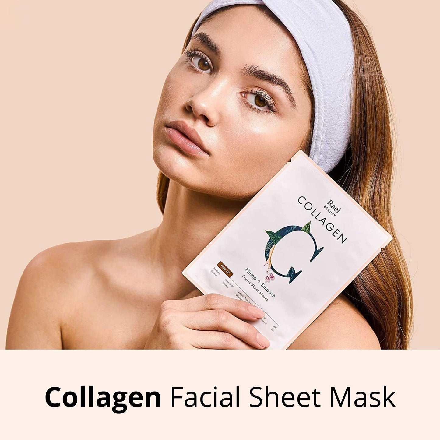 Rael Face Mask Skin Care, Collagen Face Masks - Bamboo Facial Sheet Mask, Korean Skincare, with Collagen Essence and Fruit Extracts, Nourishing and Moisturizing, All Skin Types (Collagen, 5 Sheets) - Medaid International
