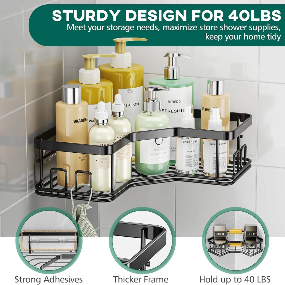 Premium Stainless Steel Corner Shower Organizer (Set of 5)