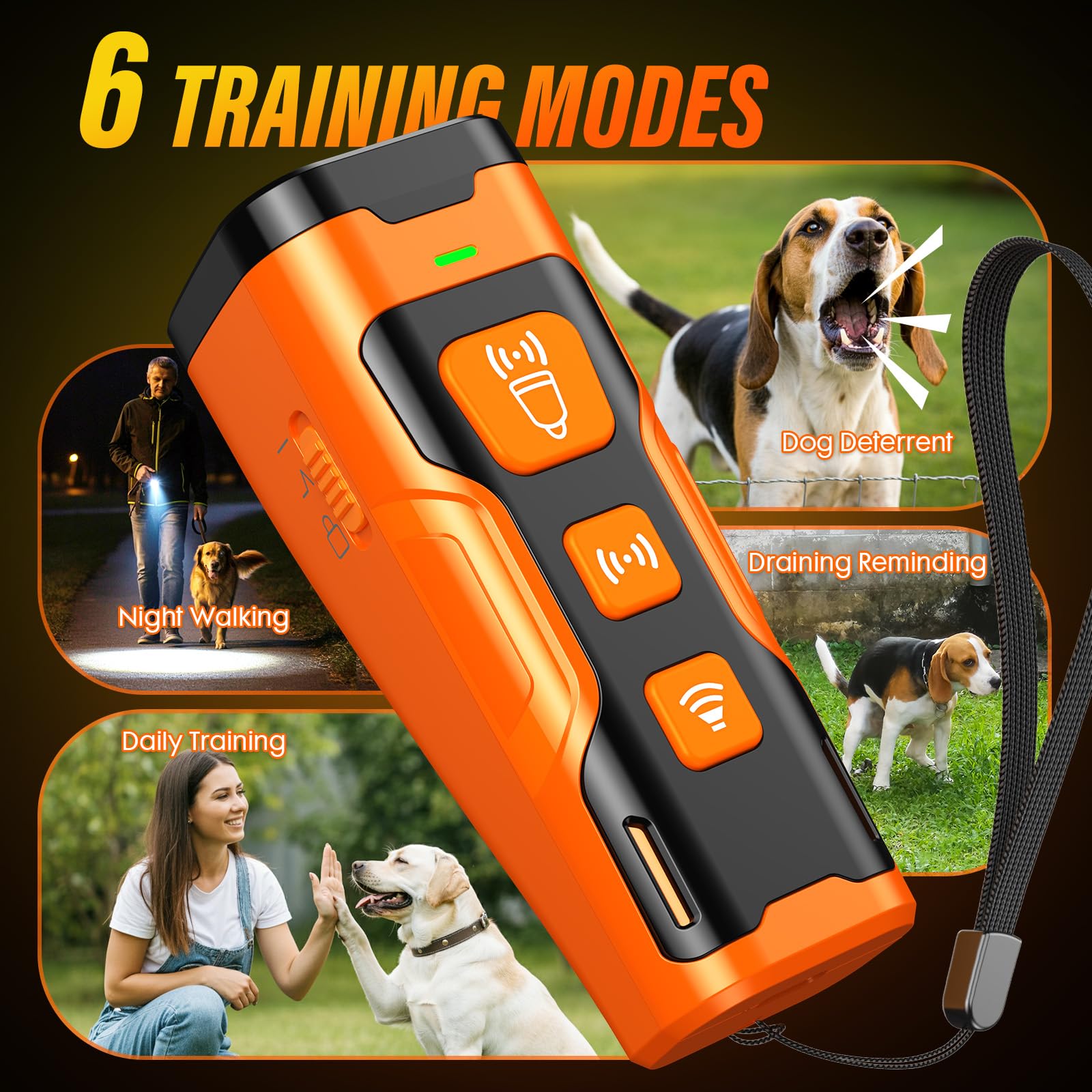 YUYQA Dog Bark Deterrent Device, 3X Ultrasonic Anti Barking, 6 Training Modes 23 FT Range Barks No More Indoors Outdoors Behavior Correct Safe & Humane Rechargeable Compact Bark Control for Dogs - Medaid International