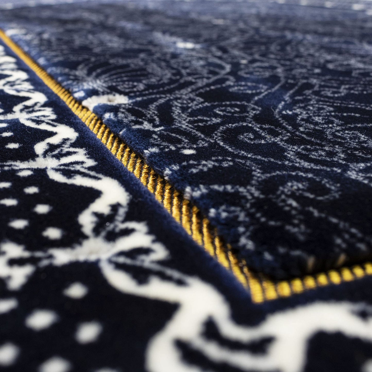 Modefa Turkish Islamic Velvet Prayer Rug - Thick & Wide Soft Praying Carpet - Large Traditional Muslim Salah Mat - Ramadan & Eid Gift - with Car Hanger - Double Plush Topkapi (Blue) - Medaid International