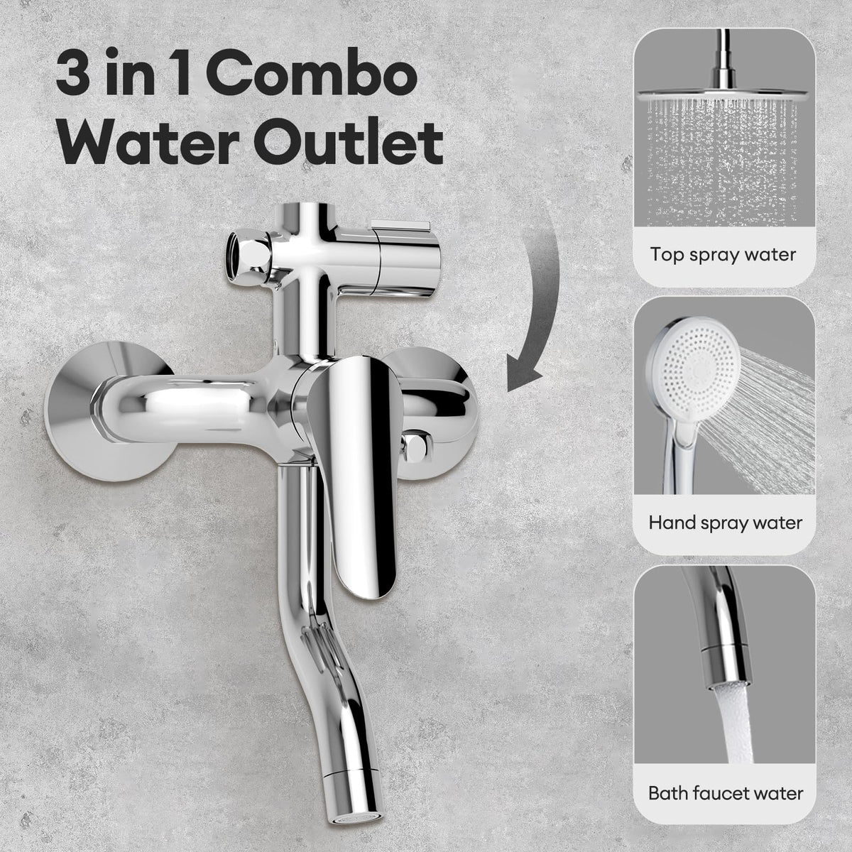 JOMOO Bathroom Shower Set, 9 "High Pressure Rainfall Shower, Handheld Showerhead and Shower Tap Combo, 3 Function Multifunctional Shower System with one button on/off, Chrome