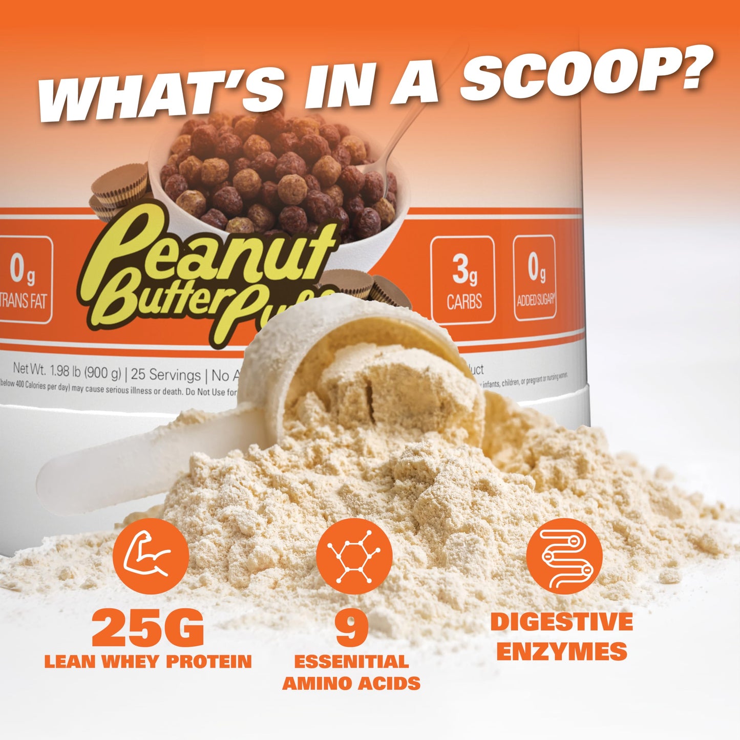 EHP Labs OxyWhey Whey Protein Isolate – 25g High Protein, Low Carb, Sugar Free Meal Replacement – Lean Whey Powder for Muscle Recovery – Non-GMO, Gluten Free – 25 Serves – Peanut Butter Puffs - Medaid International