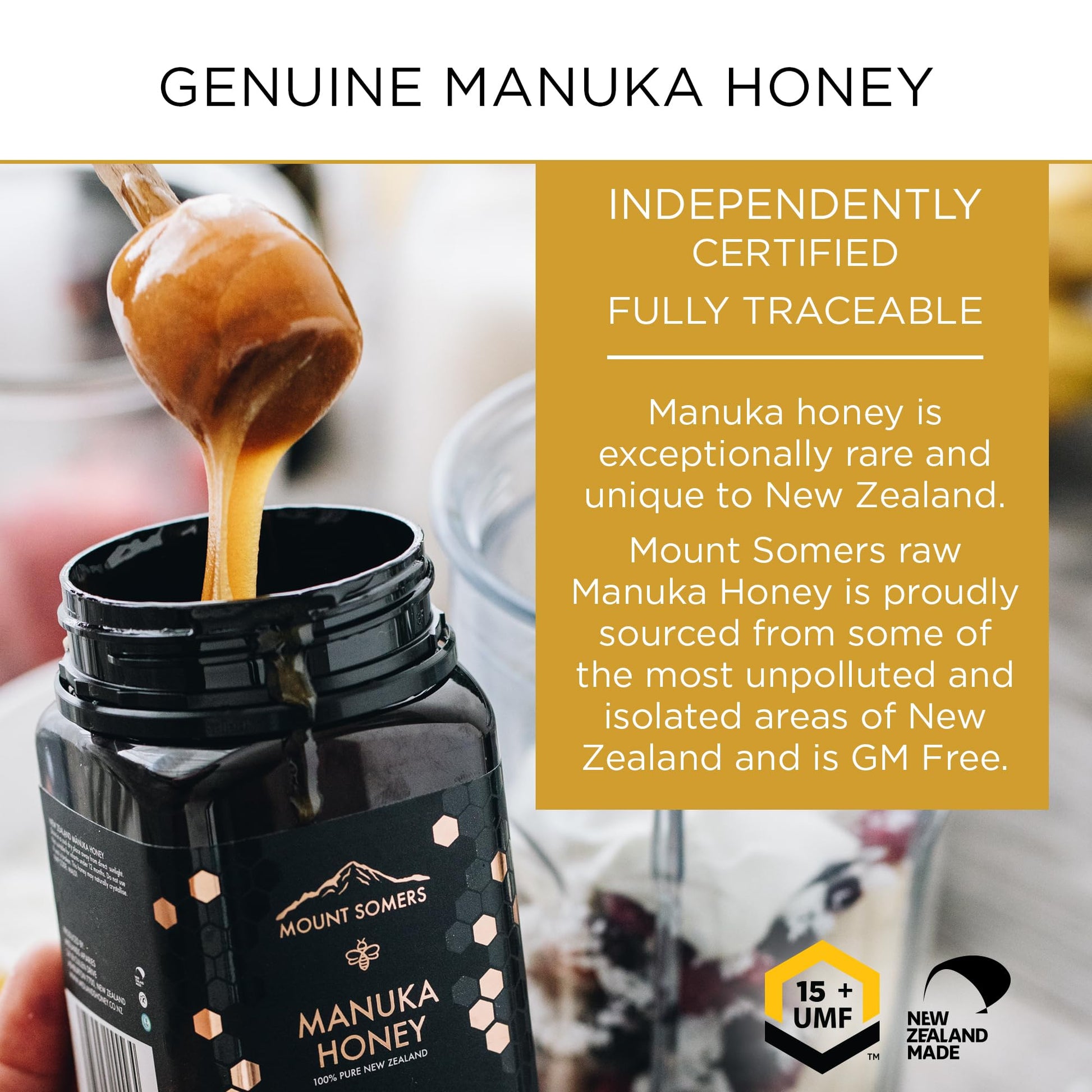 Mount Somers Premium Manuka Honey MGO 514+ / UMF 15+ 100% Pure New Zealand Manuka Honey - Genuine Natural Superfood - UMF Certified & Traceable 1.1lb Jar - Medaid International