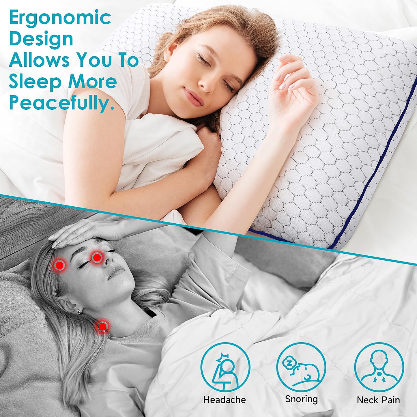 CushyOasis Memory Foam Pillows for Side, Back and Stomach Sleepers, Bed Pillow with Washable Cover and Breathable Mesh, Bed Pillow for Sleeping Standard Size (Grey) - Medaid International