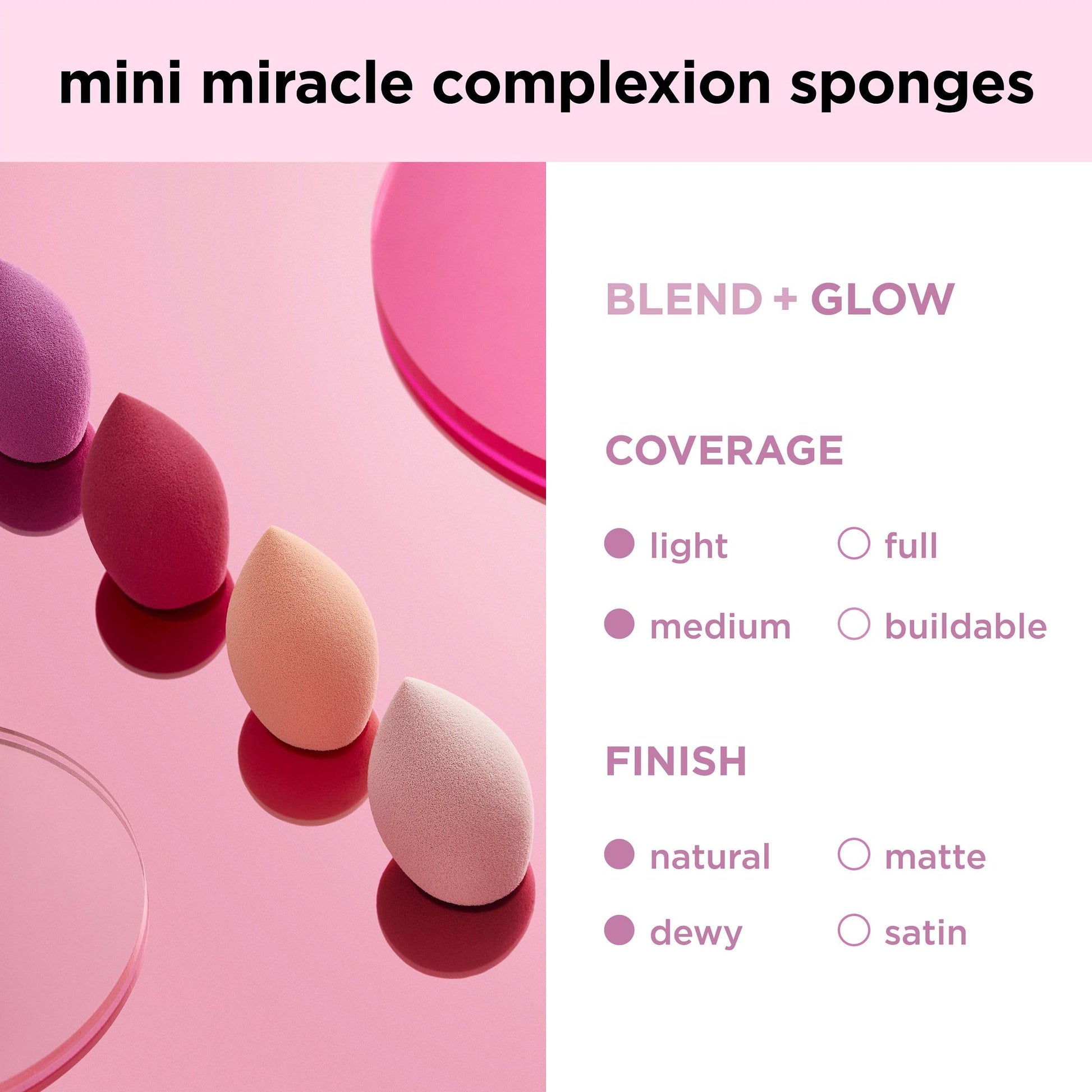 Real Techniques Mini Miracle Complexion Sponge 4 Pack, Small Makeup Blending Sponges, For Foundation & Concealer, Mini Size for Under Eyes & Touch-Ups, Travel Friendly, Natural Makeup, Latex-Free - Medaid International