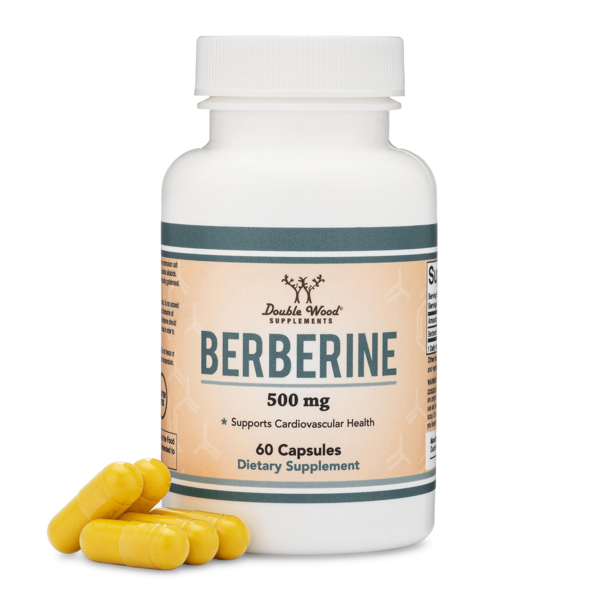 Berberine Supplement 500mg, 60 Capsules (Third Party Tested, Non-GMO, Gluten Free, Vegan Safe) AMPK Activator - Berberine HCL for Cardiovascular Health by Double Wood - Medaid International