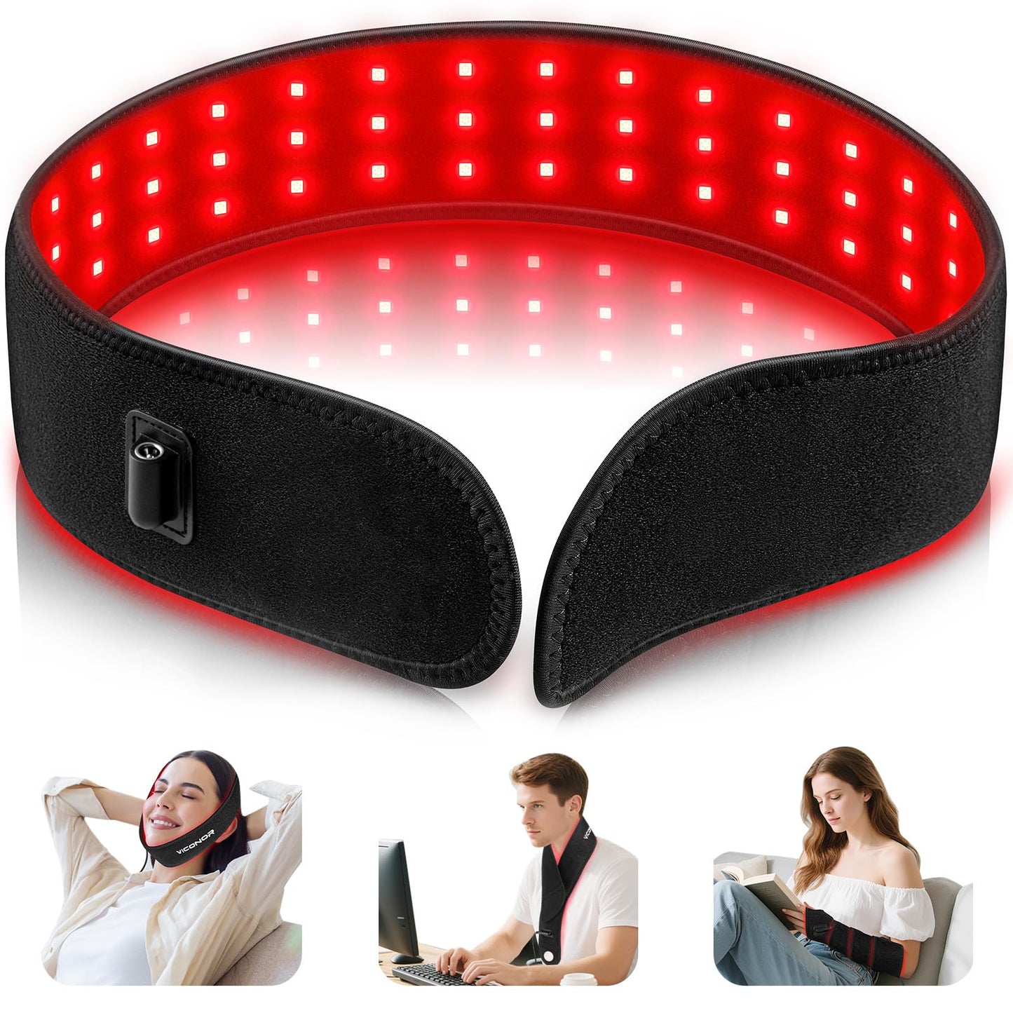 Red Light Therapy Belt for Body, Near Infrared Light Therapy for Face Neck 15W Wearable Red Light Neck Wrap with Timer Belt for Chin Hand Wrist Knee Unisex Gift - Medaid International