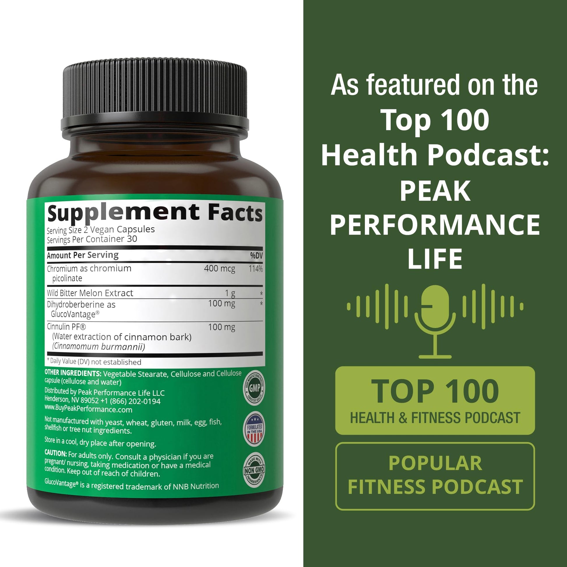 Ultra High Strength 4-In-1 Super Berberine Patented GlucoVantage + Wild Bitter Melon + Cinnamon Extract + Chromium Picolinate Vegan Capsules. Great Supplement to Support After-Meal Spikes and Energy - Medaid International