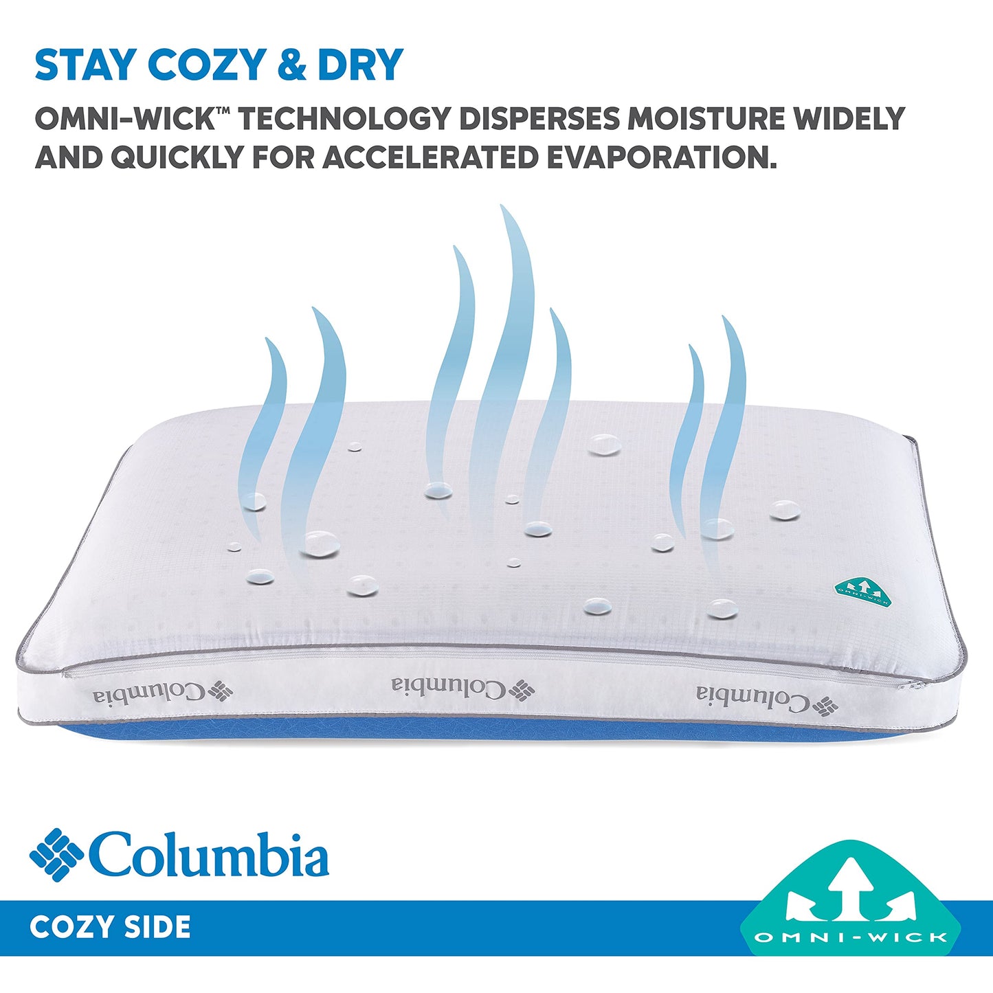 Columbia Cooling Gel Memory Foam Pillow - Comfortable and Supportive with Cooling & Breathable Features - Removable Washable Cover, Queen - Medaid International
