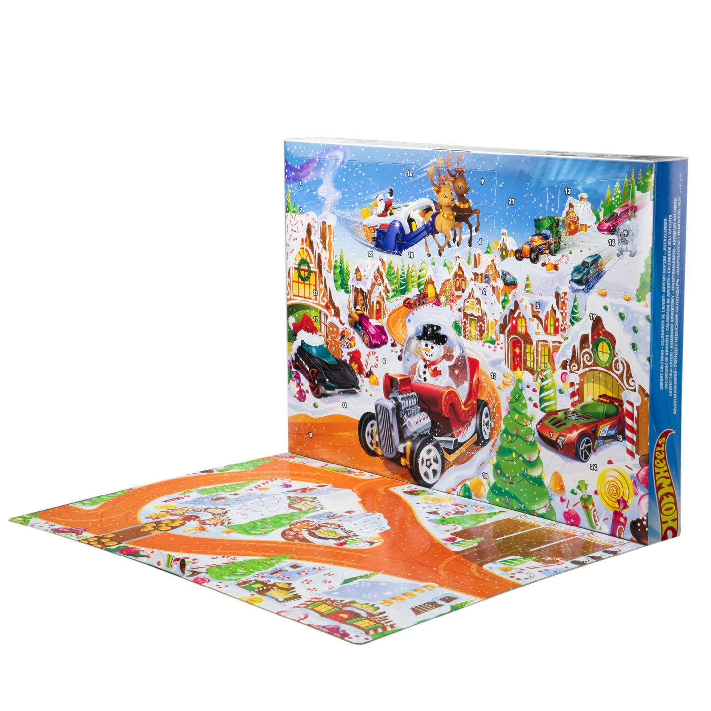 Hot Wheels Toy Cars & Playset, 2025 Advent Calendar with 10 Vehicles in 1:64 Scale, 10 Ornament Clips & 14 Winter-Themed Accessories - Medaid International