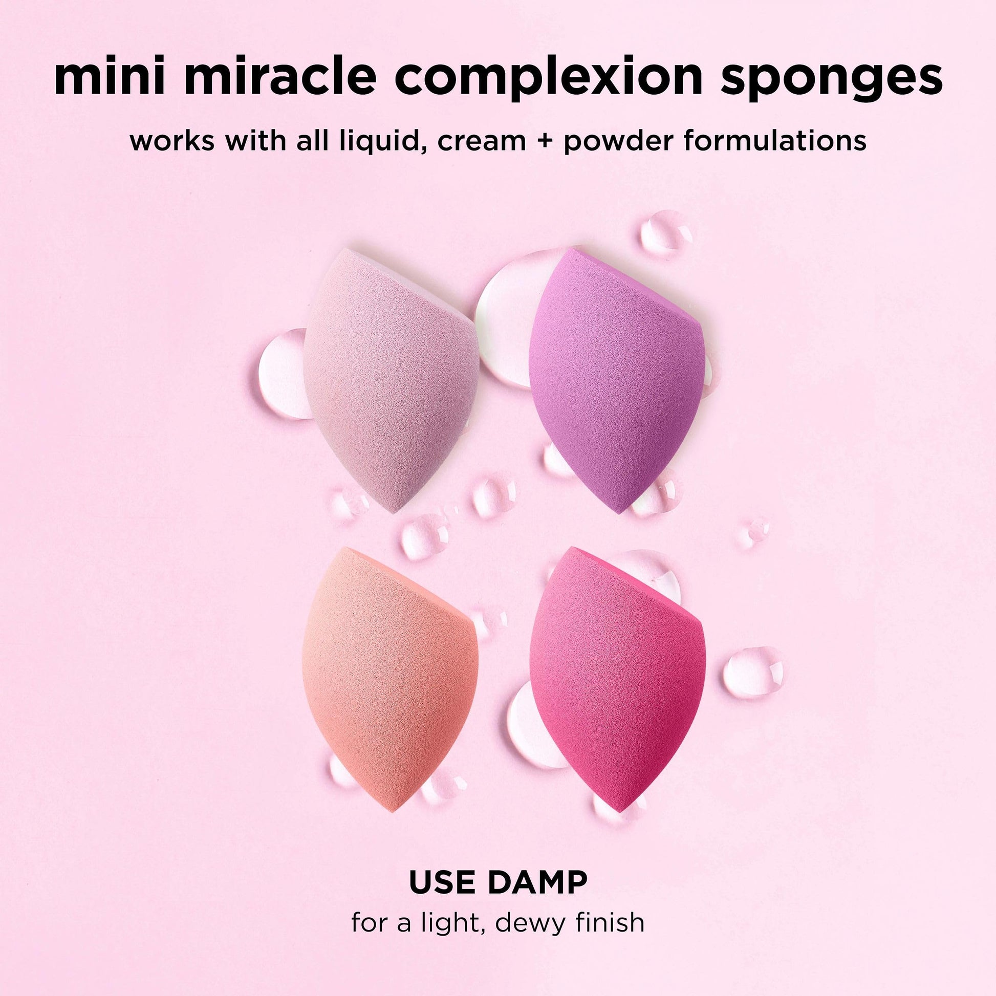 Real Techniques Mini Miracle Complexion Sponge 4 Pack, Small Makeup Blending Sponges, For Foundation & Concealer, Mini Size for Under Eyes & Touch-Ups, Travel Friendly, Natural Makeup, Latex-Free - Medaid International