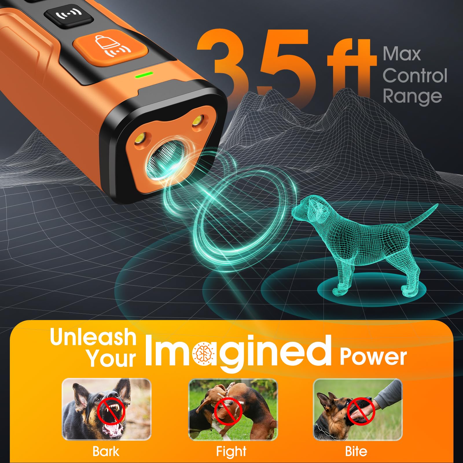 Dog Bark Deterrent Devices for Own or Neighbor's Dog Ultrasonic Dog Training Device Safe & Effective Portable Anti Barking Device for Dogs Indoor Outdoor Use Orange - Medaid International