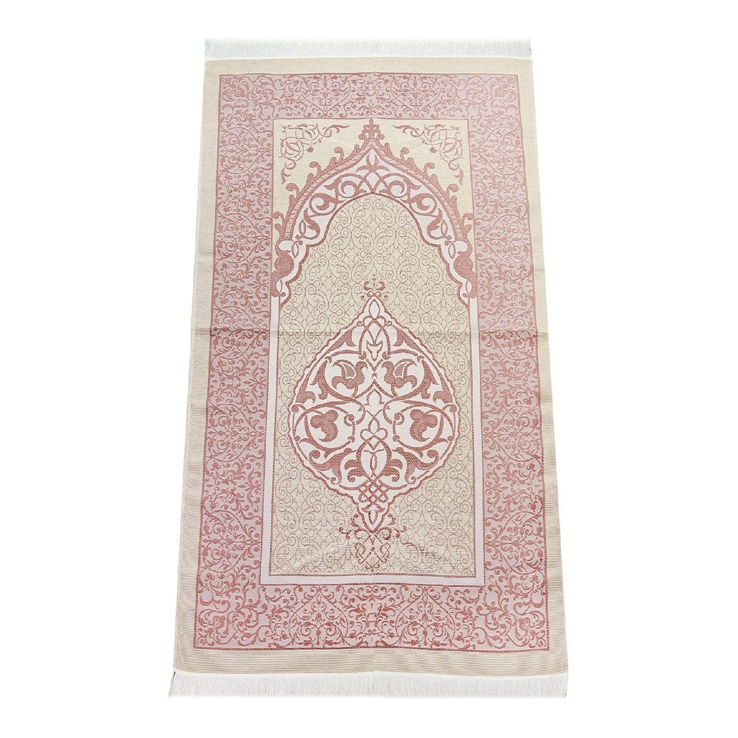 Muslim Prayer Rug and Prayer Beads with Elegant Gift Box | Janamaz | Sajadah | Soft Islamic Prayer Rug | Islamic Gifts Set | Prayer Carpet Mat, Taffeta Fabric, Pink - Medaid International