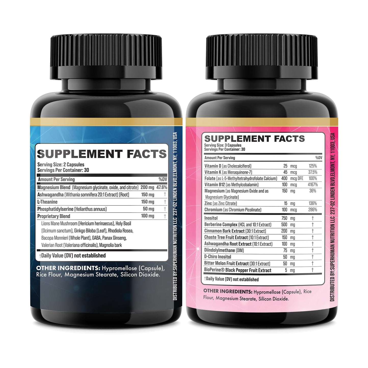 Parrox Cortisol & Myo-Inositol Supplement Bundle, Soothe & Smooth Bundle, Cortisol Balance, GABA, Magnesium, Ashwagandha, L-Theanine, D-Chiro Inositol, Folate, Berberine, Chasteberry, Zinc (2 Pack) - Medaid International