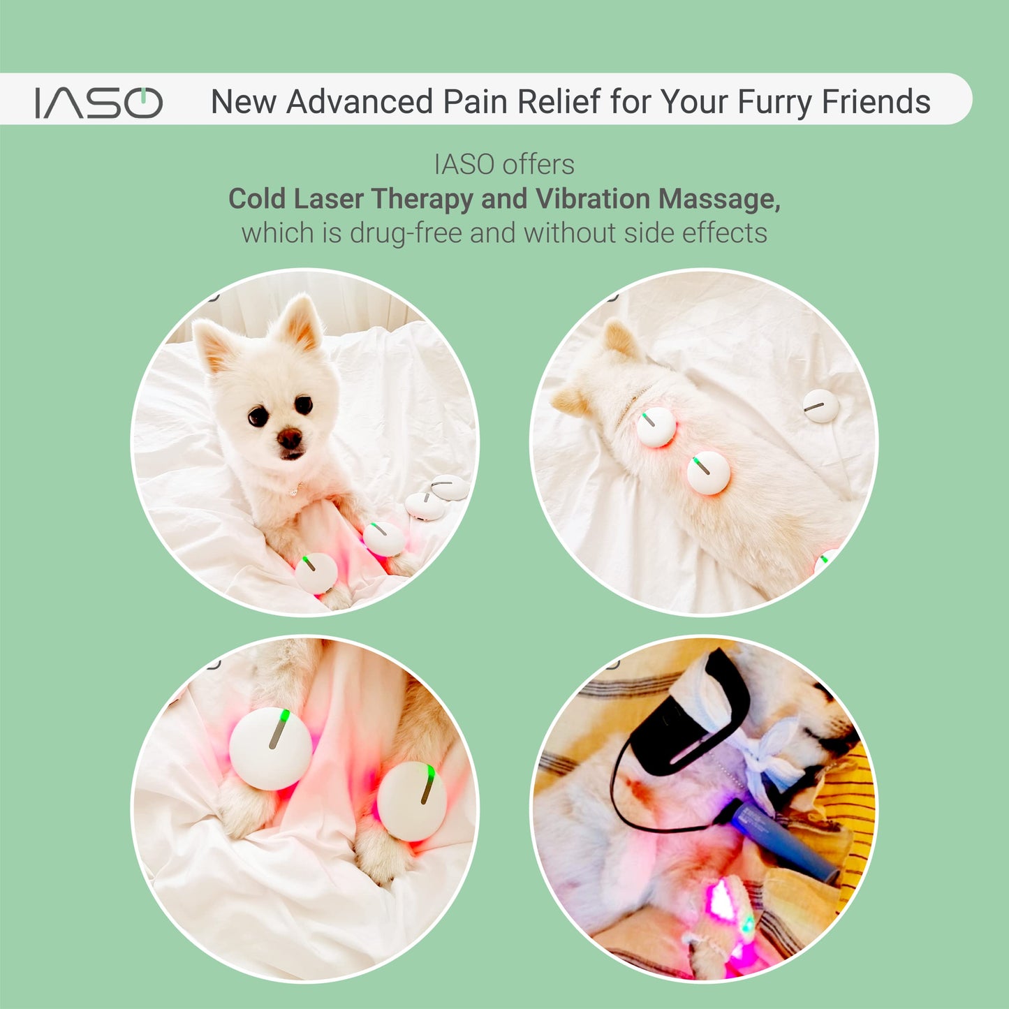 [IASO] Red Light Therapy Device and Massager- FDA-Registered, Cold Laser (Non-LED) Pain Relief for Back, Foot, Neck, Shoulders, Wrists, Knees. Wearable & Rechargeable. All Inclusive Package (Single) - Medaid International