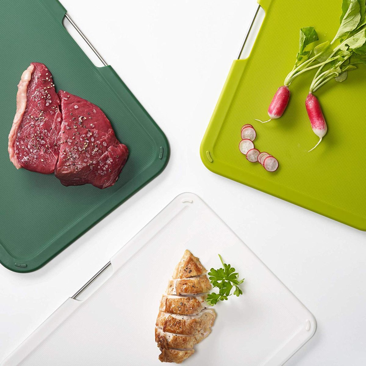 Joseph Joseph Nest Plastic Cutting Set with Storage Stand 3 Different Sized Boards, Large, Green