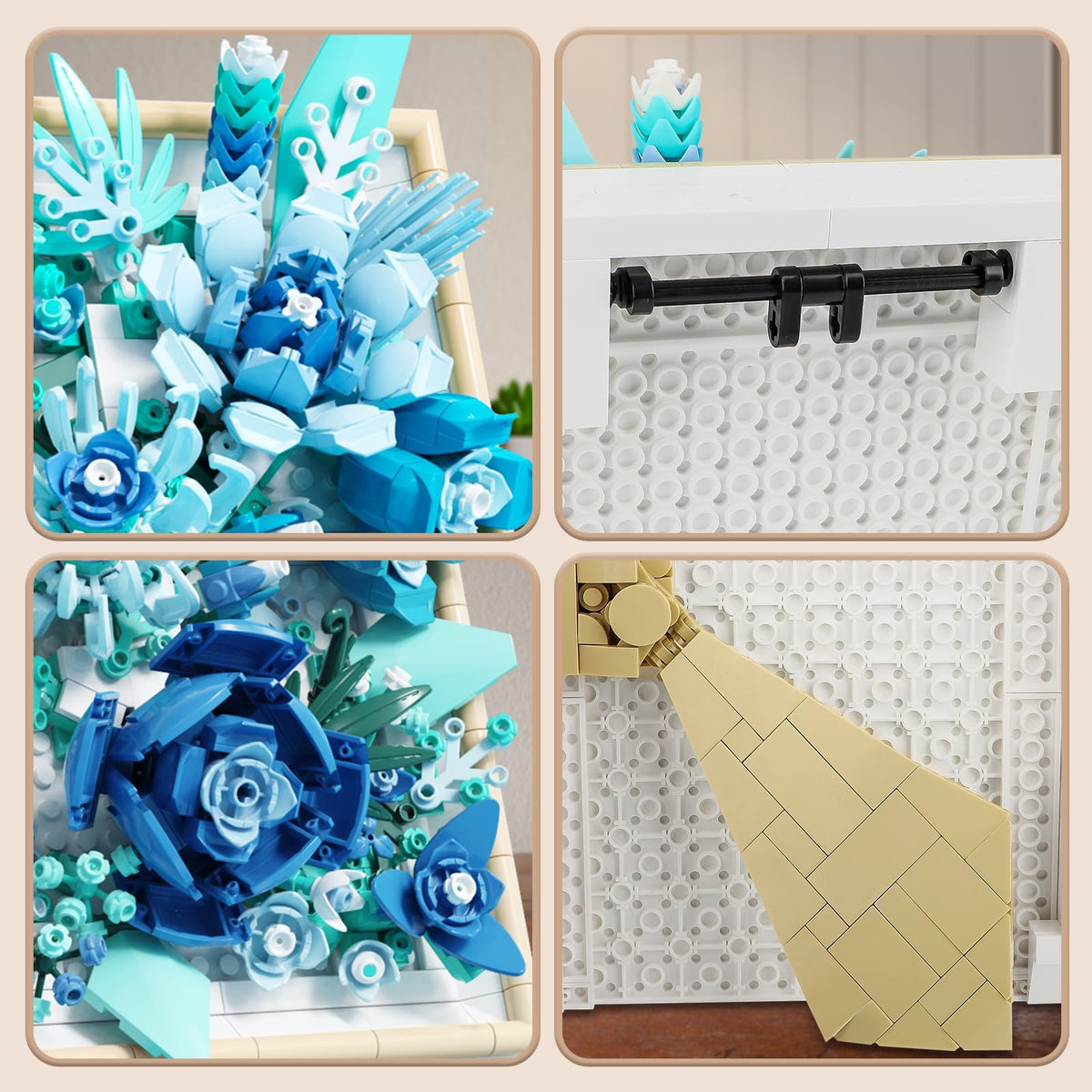 KASTWAVE Flowers Building Set for Adults, Compatible with Lego Flowers Roses Plants Picture Frame, Botanical Collection Wall Art Home Office Decor, Ideas Gift Building Toy for Boys Girls (728 PCS)