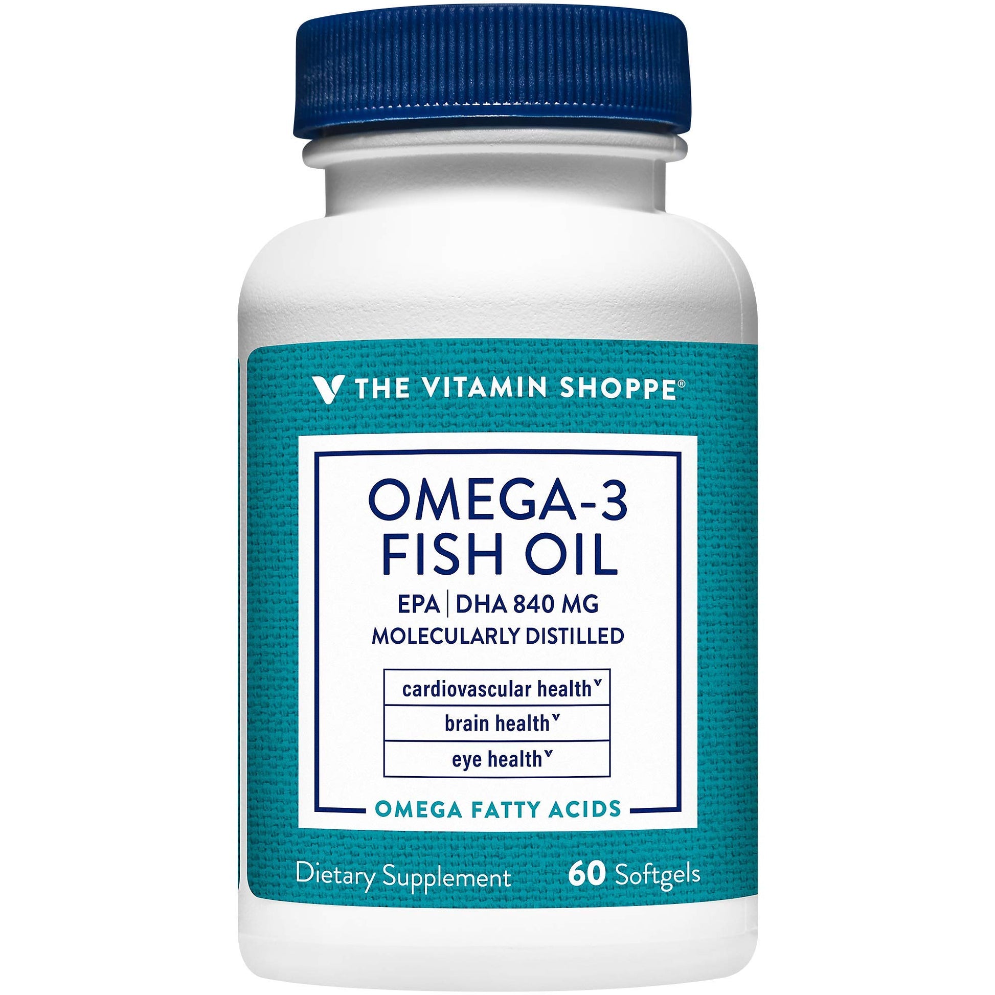 The Vitamin Shoppe Omega 3 Fish Oil 1100mg, EPA 600mg & DHA 240mg, Purity Assured, Molecularly Distilled to Support Cardiovascular, Joint and Brain Health (60 Softgels) - Medaid International