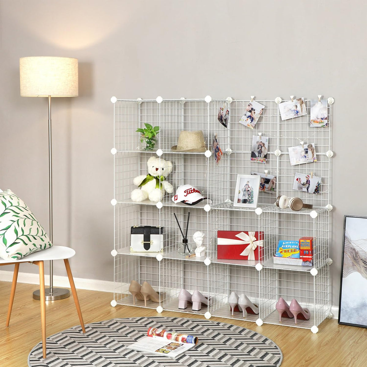 SONGMICS 16 Cube Metal Wire Storage Organiser LPI44W