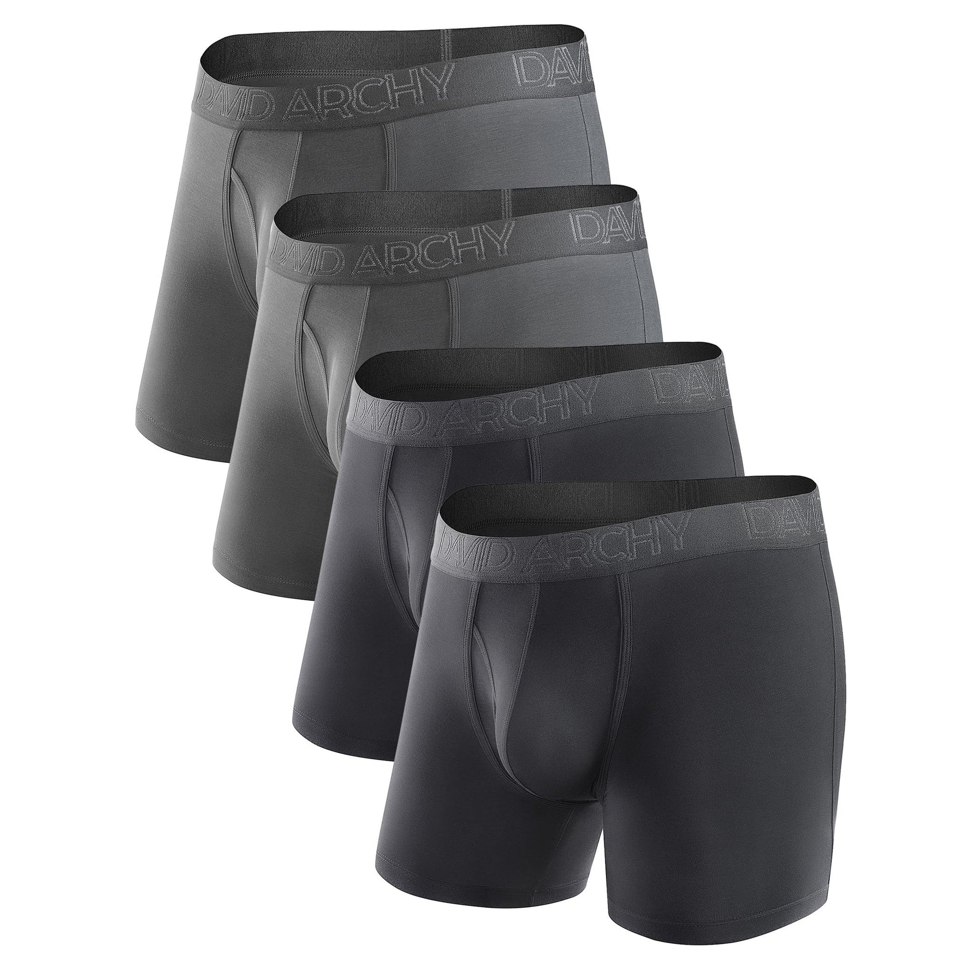 DAVID ARCHY Men’s Underwear Boxer Briefs Soft Comfortable Underwear Boxer Briefs for Men Breathable Moisture-Wicking 4 Pack (M, Black/Dark Gray - 5.5" in 4 Pack) - Medaid International