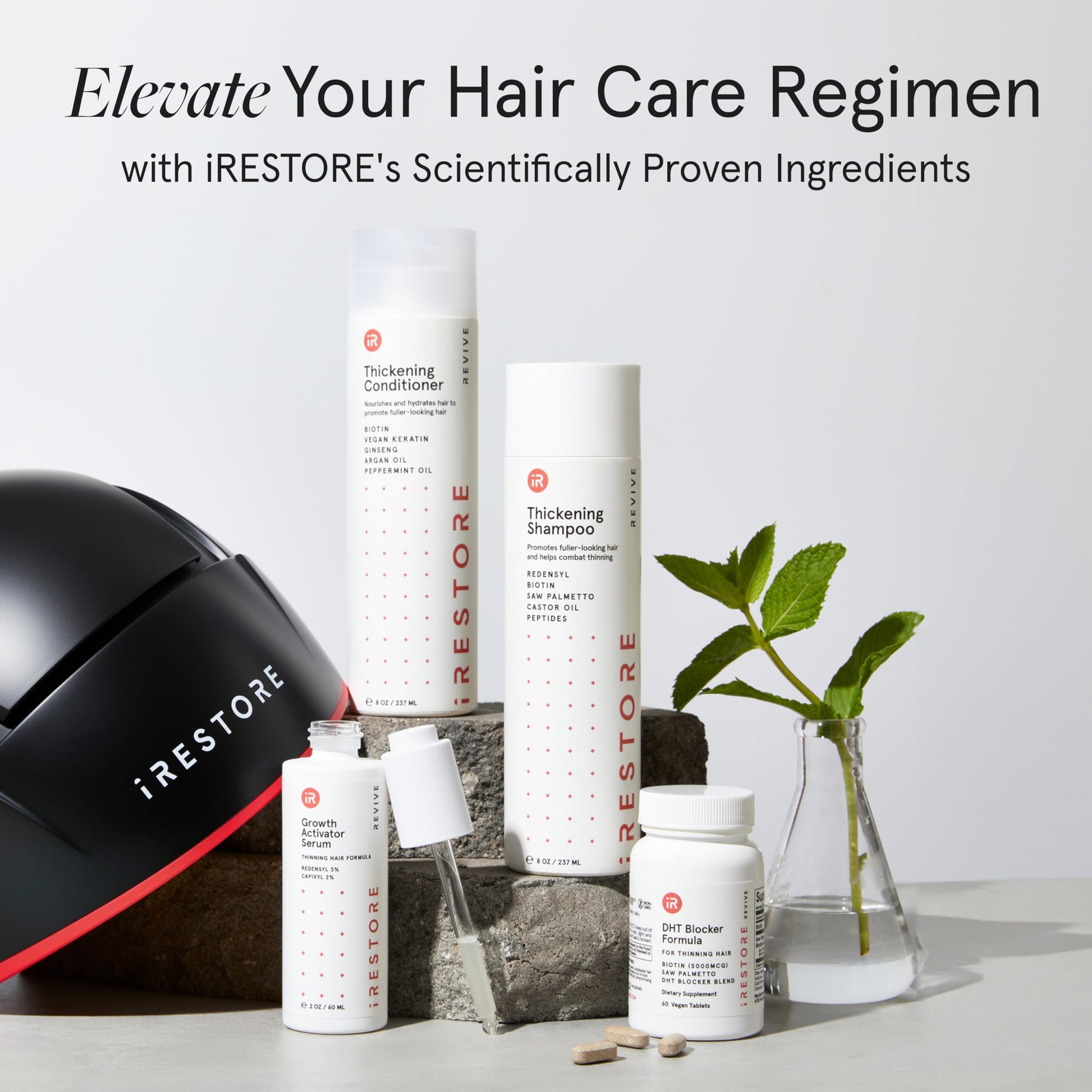 iRESTORE Biotin Hair Conditioner for Damaged Dry Hair - Good for Fine Hair Growth, Volumizing Thickening Conditioner with Ginseng & Argan Oil to Moisturize, Pair With Hair Loss Shampoo - Medaid International