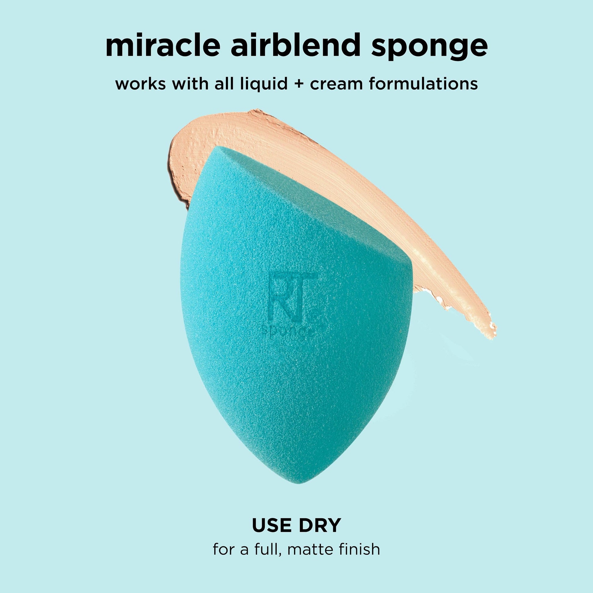 Real Techniques Miracle Airblend Sponge, Matte Makeup Blending Sponge, For Liquid, Cream, & Powder Products, Offers Medium To Full Coverage, Foundation Sponge, Latex-Free Foam, 1 Count - Medaid International