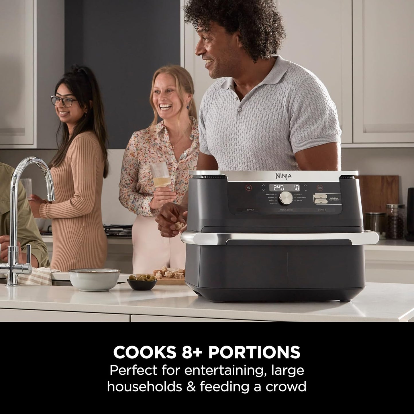 Ninja Foodi FlexDrawer Air Fryer, Dual Zone with Removable Divider, Large 10.4L Drawer, 7-in-1, Air-Fryer Uses No Oil, Air Fry, Roast, Bake, Max Crisp, Non-Stick Dishwasher Safe Parts, Black AF500ME - Medaid International