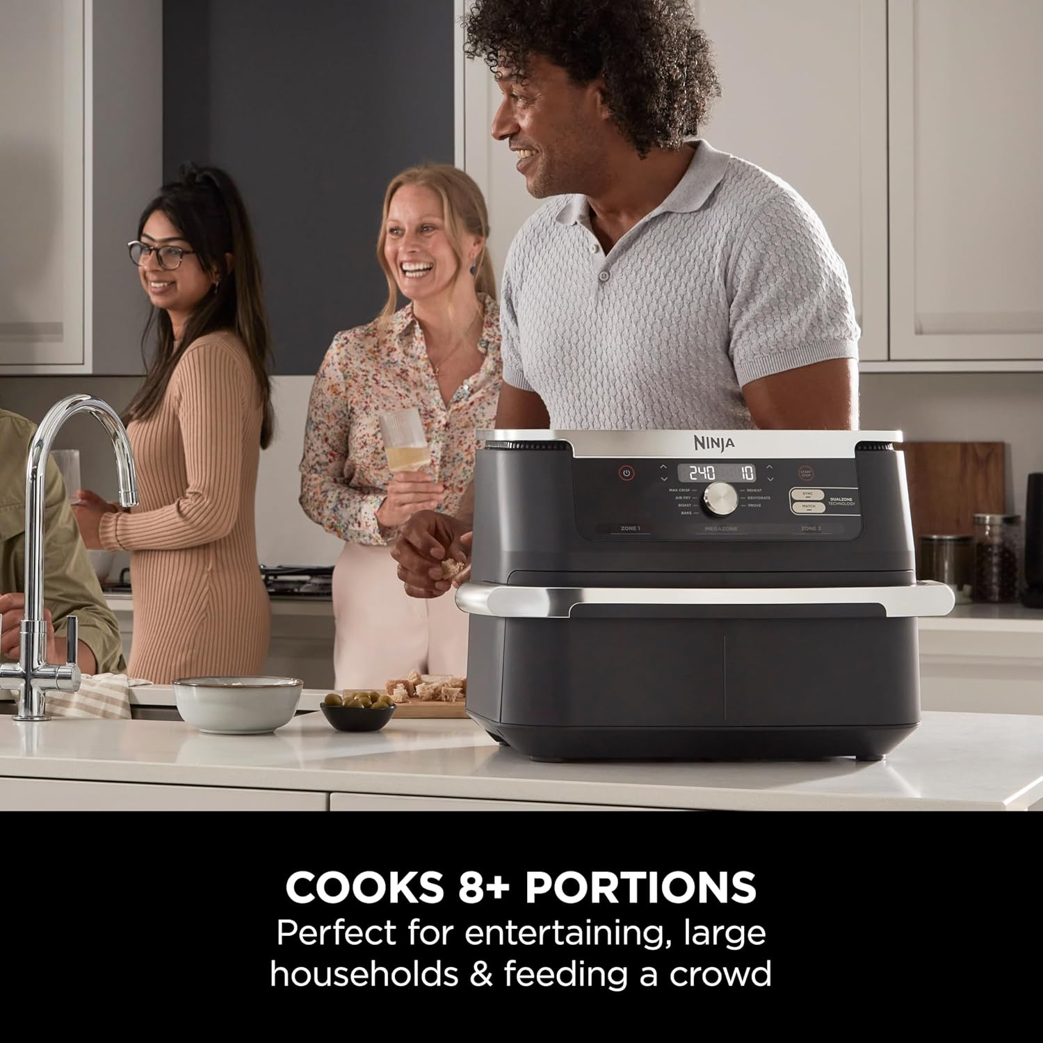Ninja Foodi FlexDrawer Air Fryer, Dual Zone with Removable Divider, Large 10.4L Drawer, 7-in-1, Air-Fryer Uses No Oil, Air Fry, Roast, Bake, Max Crisp, Non-Stick Dishwasher Safe Parts, Black AF500ME - Medaid International