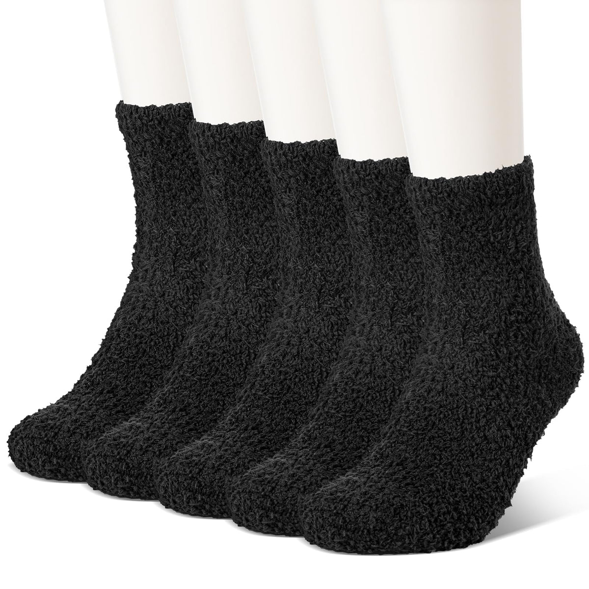 5 Pairs Women's Fluffy Socks, Soft Coral Fleece Winter Warm Socks, Cozy Slipper Socks for Sleeping, Bed & Home, Thermal Ankle Socks, Comfortable & Elastic, Gift for Women & Girls