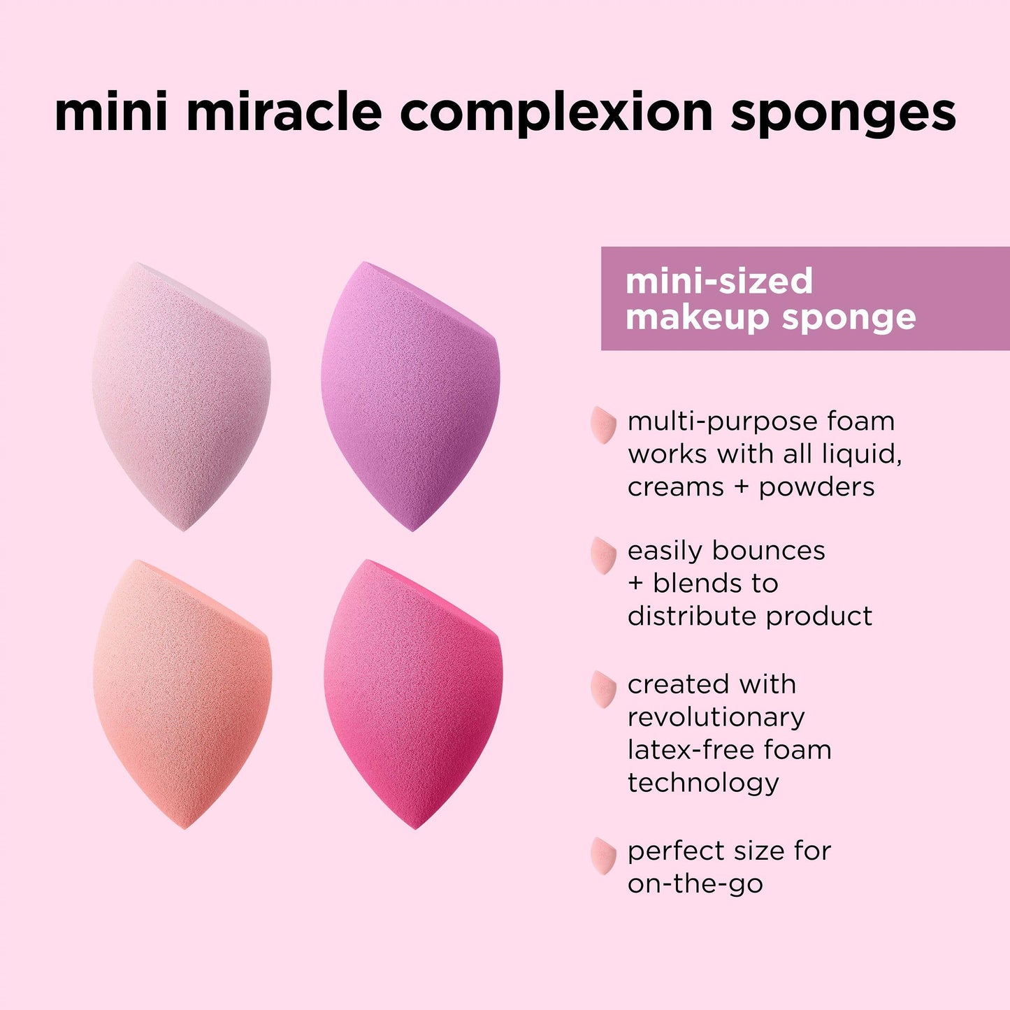 Real Techniques Mini Miracle Complexion Sponge 4 Pack, Small Makeup Blending Sponges, For Foundation & Concealer, Mini Size for Under Eyes & Touch-Ups, Travel Friendly, Natural Makeup, Latex-Free - Medaid International