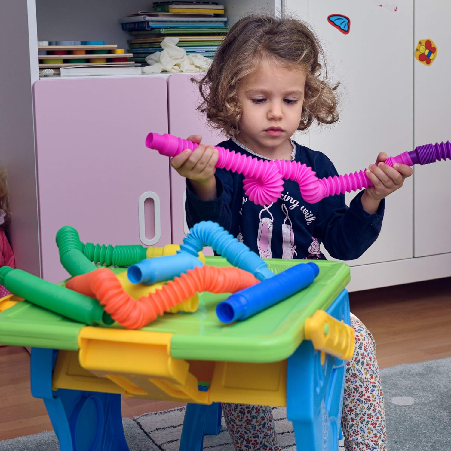 nutty toys 8 pk Pop Tubes Sensory Toys (Large) Fine Motor Skills Learning Toddler Toy for Kids Top ADHD Autism Fidget 2024 Best Preschool Boy Girl Gifts Idea Unique Christmas Toddler Stocking Stuffers - Medaid International