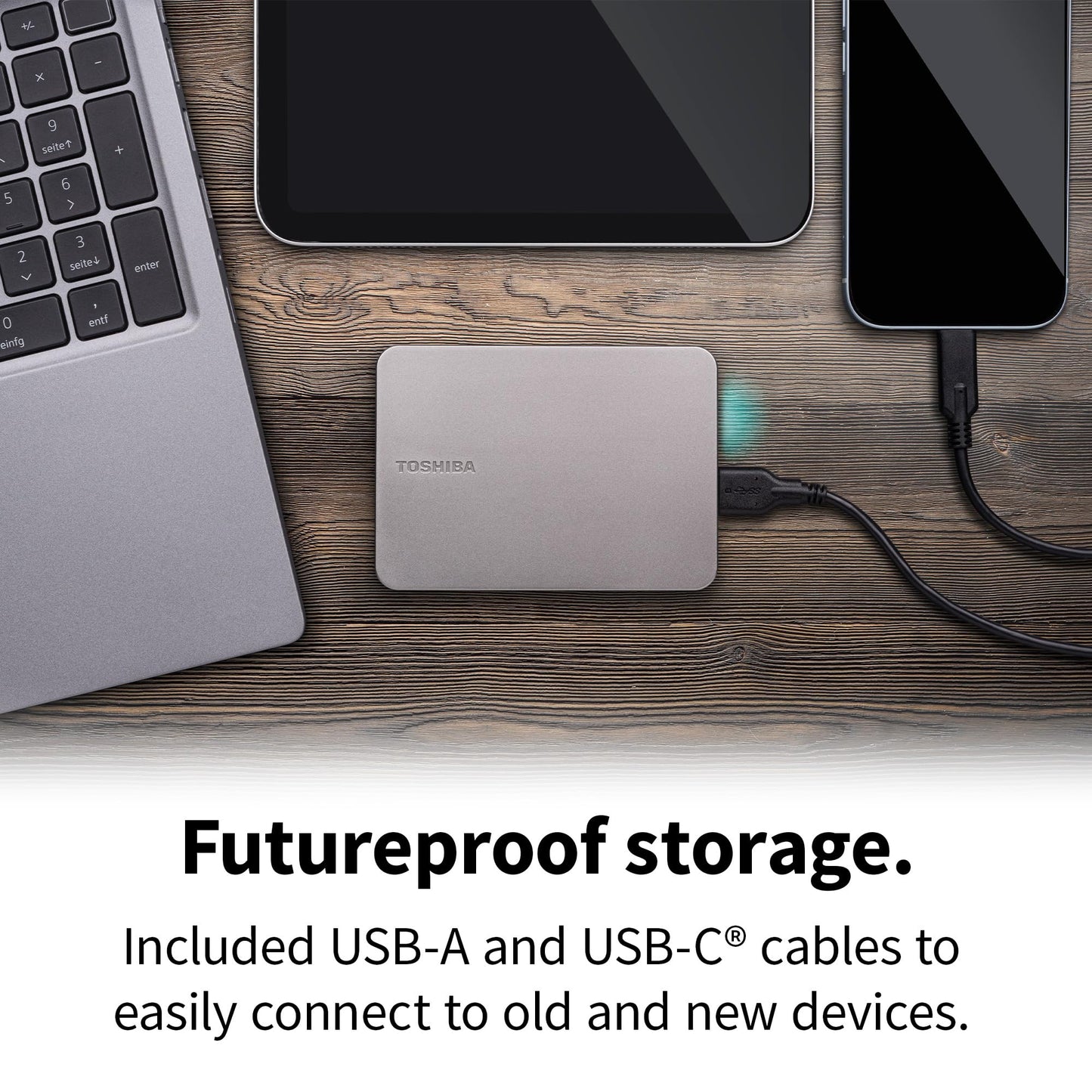 Toshiba Canvio Flex 1TB – Portable 2.5’’ External Hard Drive (HDD) for Mac, Windows PC, Smartphone and Tablet Use, Compatible with Most USB-C and USB-A Devices, Warm Silver (HDTX210ESCAA) - Medaid International