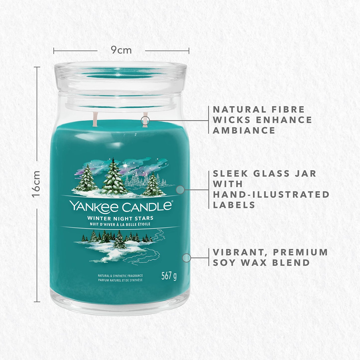 Yankee Candle Signature Scented Candle | Winter Night Stars Large Jar Candle with Double Wicks | Soy Wax Blend Long Burning Candle - Medaid International
