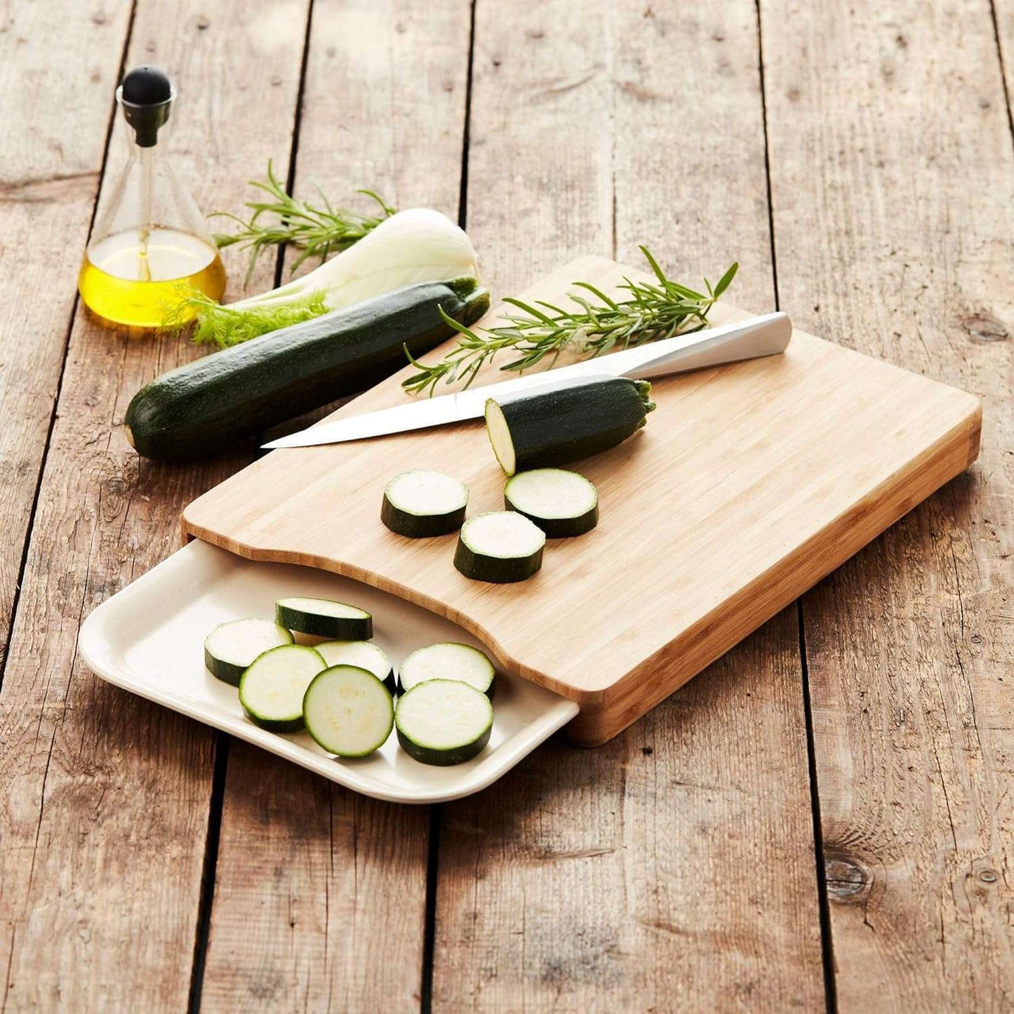 Point-Virgule Bamboo Chopping Board with Bamboo Fibre Serving Tray