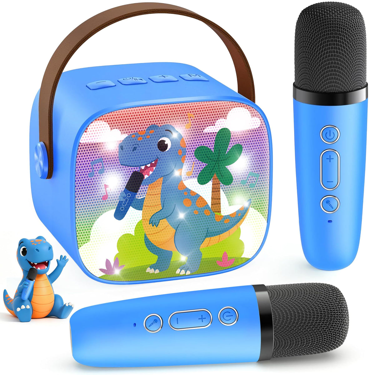 Karaoke Machine for Kids, Portable Bluetooth Speaker with 2 Wireless Microphones,18 Pre-Loaded Songs, Birthday for 3 4 5 6 7 8 + Year Old Boys Toys - MULTICOLOR