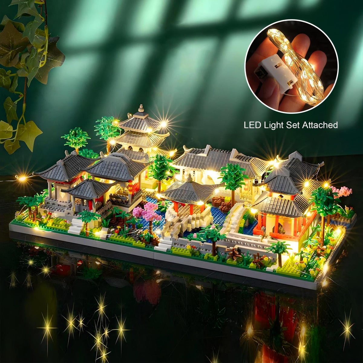 KASTWAVE Mini Chinese Architecture of Suzhou Garden with Cherry Blossom Tree Building Blocks Set, Botanical Collection Building Set for Adults, 14+ Teens (3888 Pcs)