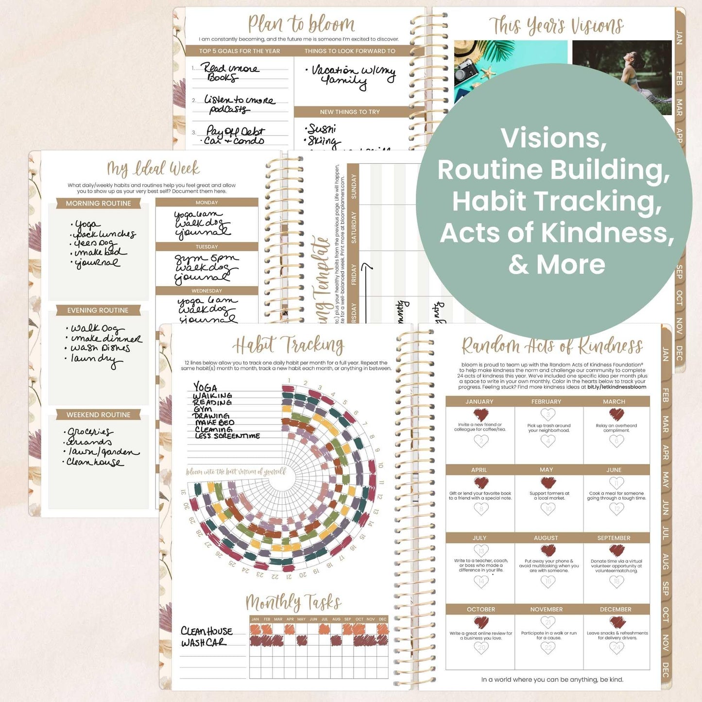 bloom daily planners 2026 Planner (January - December) Calendar Year Organizer - 5.5” x 8.25” - Weekly & Monthly Agenda Book with Stickers & Bookmark - Butterfly Garden - Medaid International