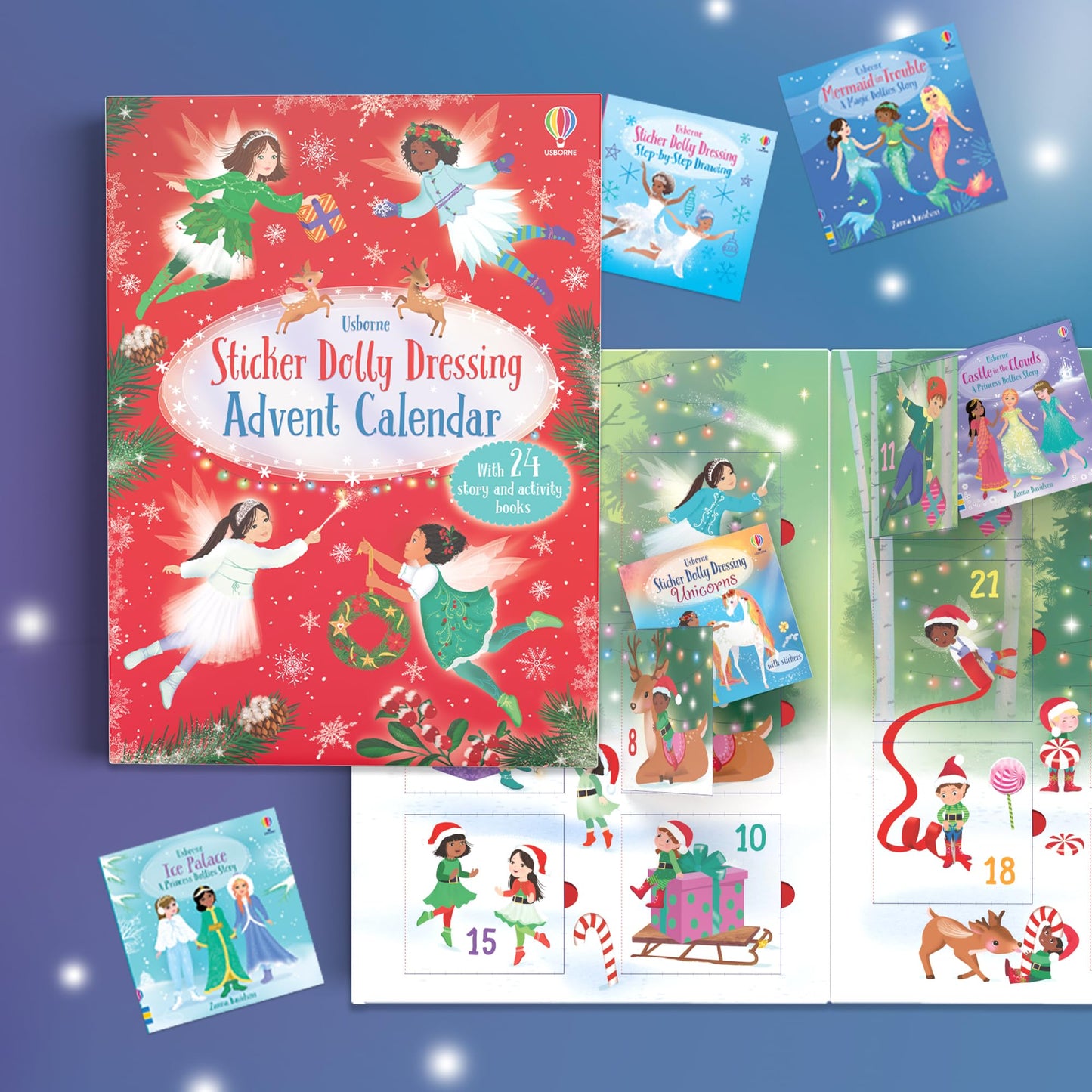 Sticker Dolly Dressing Advent Calendar: A Festive Advent Calendar Collection of Dress Up Sticker Dolls, Puzzles, and other Activity Books - Medaid International