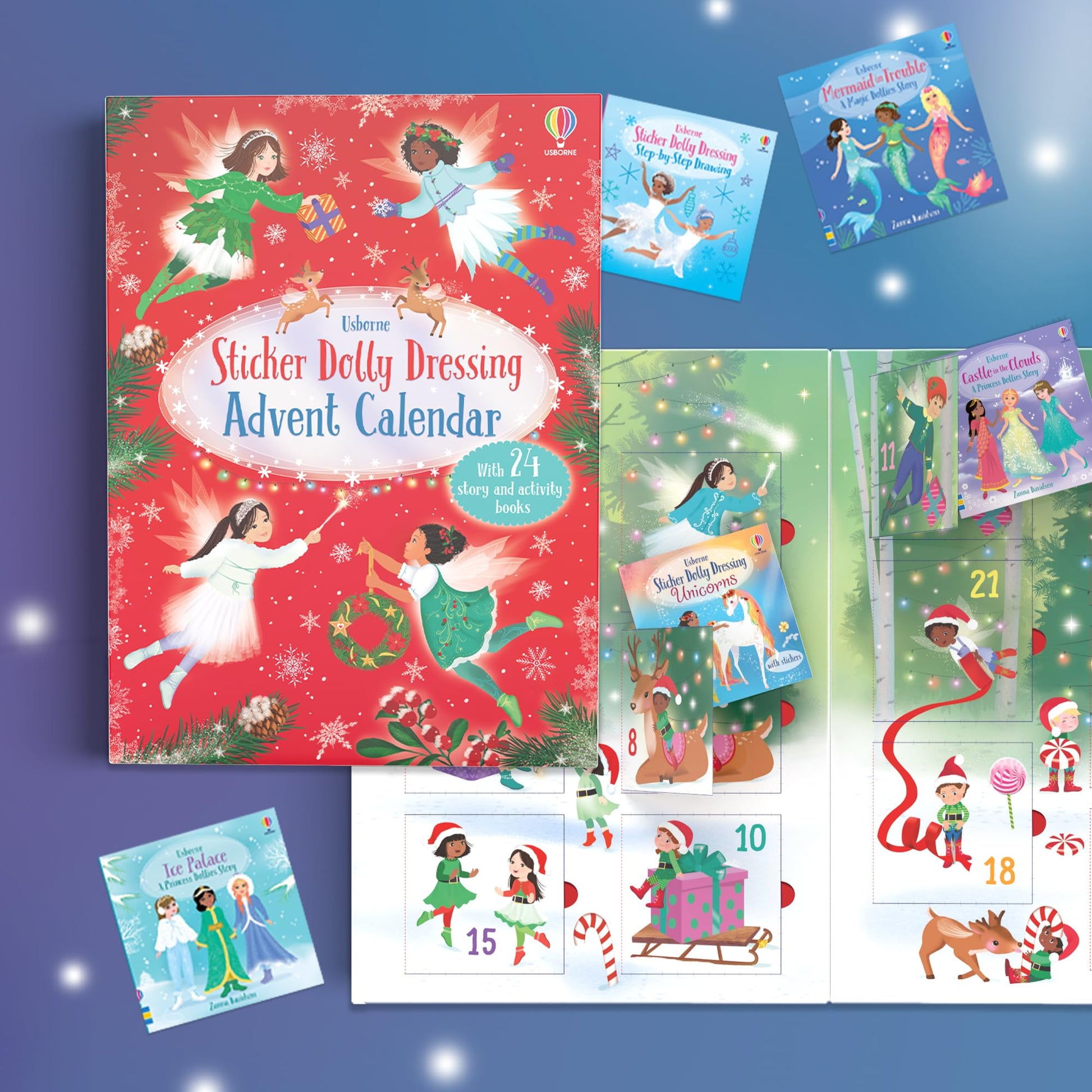 Sticker Dolly Dressing Advent Calendar: A Festive Advent Calendar Collection of Dress Up Sticker Dolls, Puzzles, and other Activity Books - Medaid International