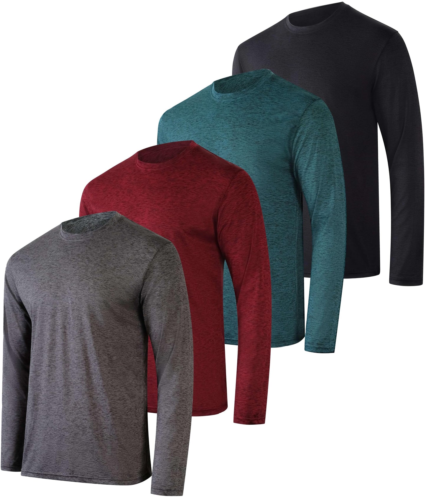 Real Essentials 4 Pack: Mens Long Sleeve Dry Fit T Shirts Hiking Fishing Workout Gym Work Sun UPF 50 Wicking Running Tee, Set 2, XX-Large - Medaid International