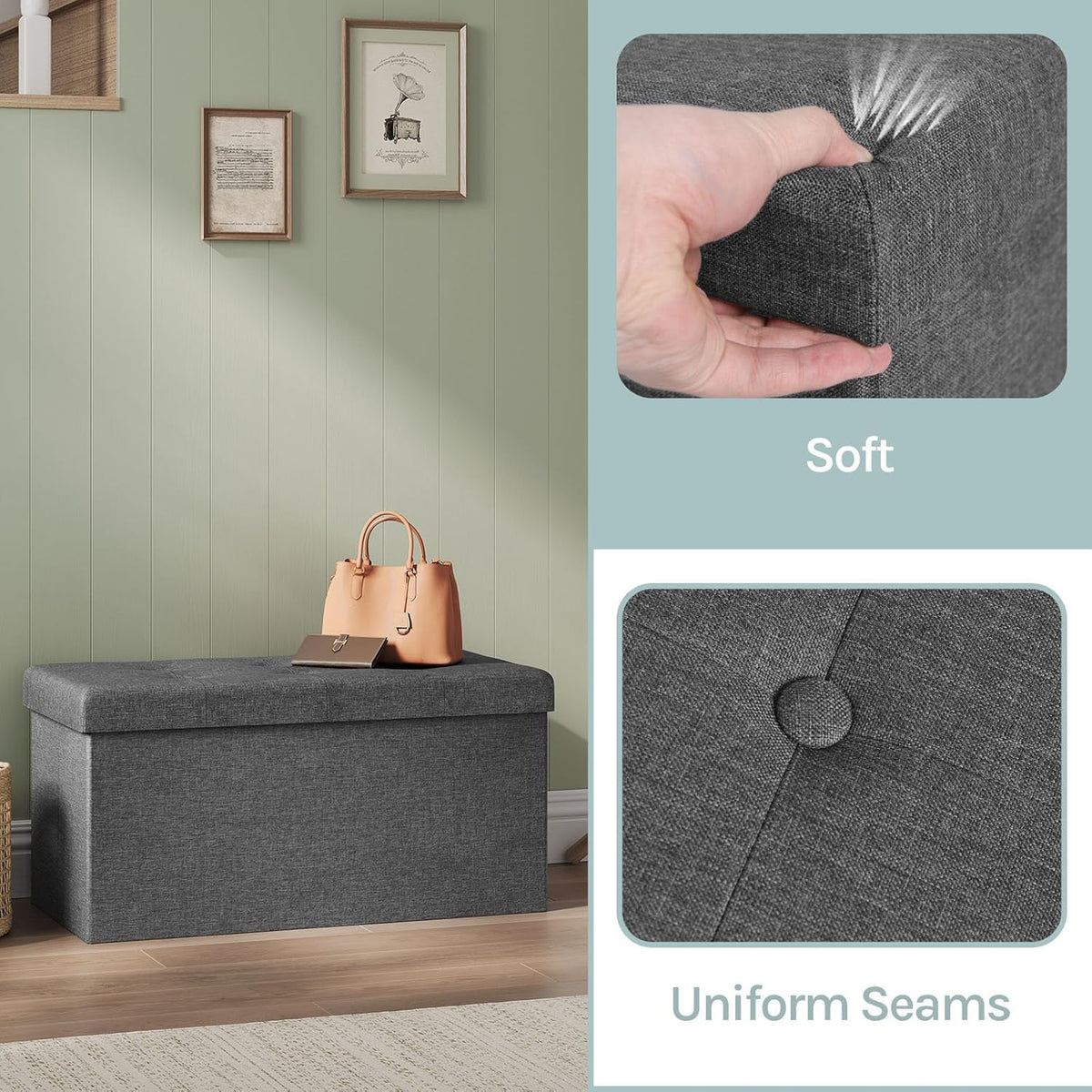 WOLTU Footstool Storage bench (SH10DGR_1)